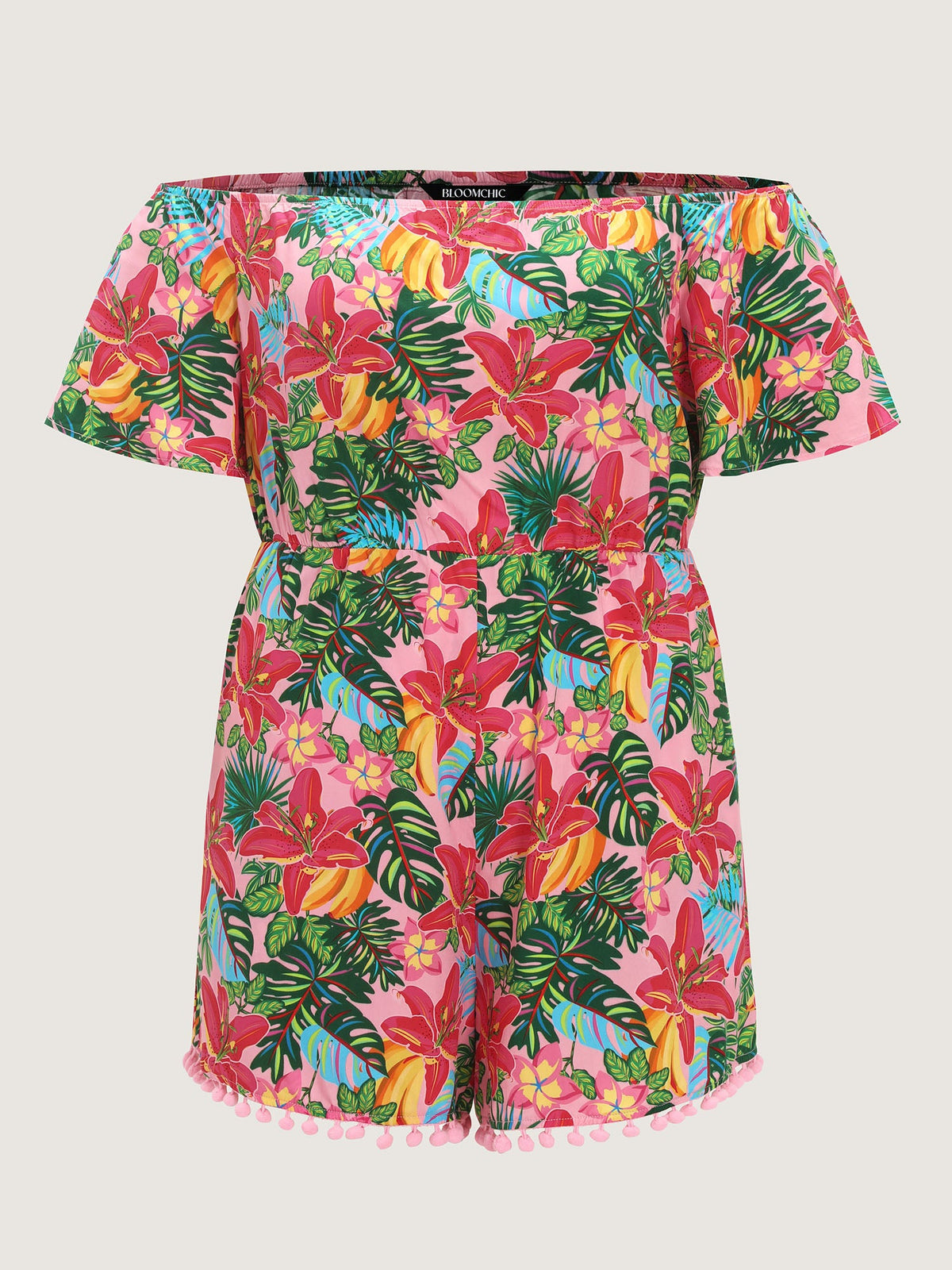 Vibrant Floral Print Off-Shoulder Romper