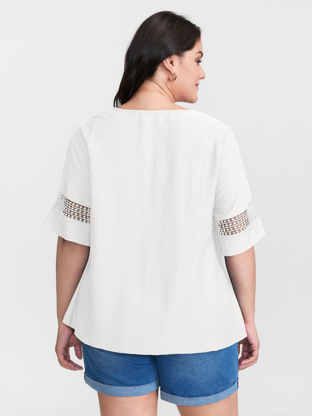 Lace Trim Gathered Front Blouse
