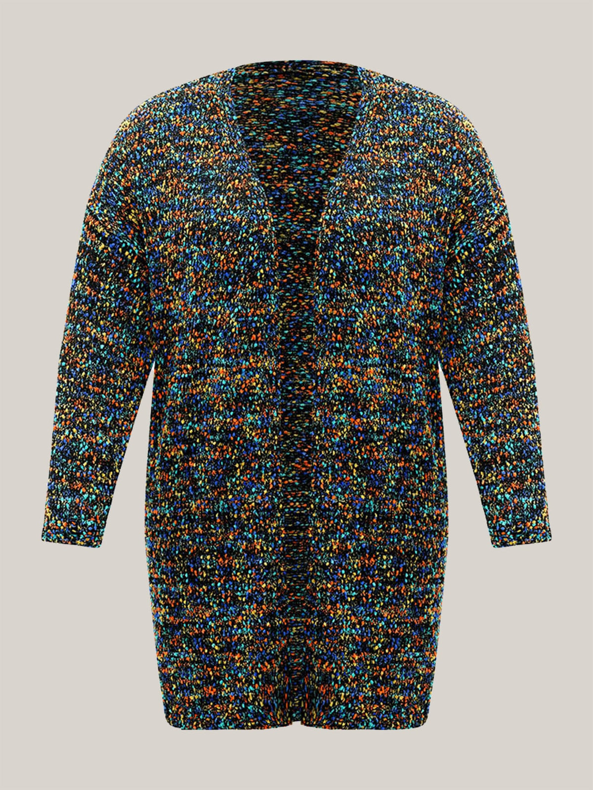 Color Textured Open Front Cardigan