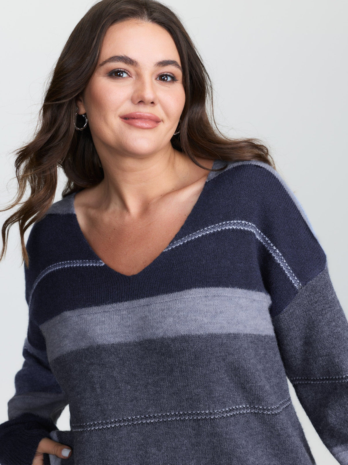 Striped Print Color Contrast Pullover