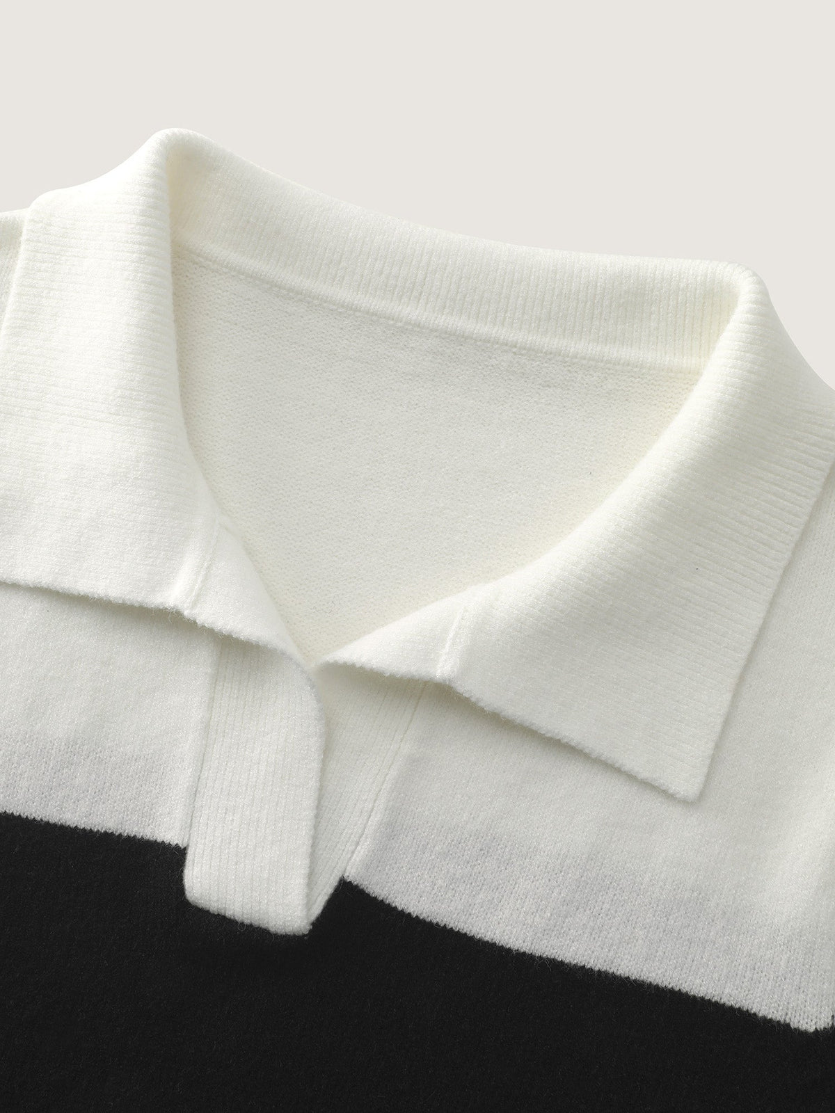 Supersoft Polo Collar Striped Colorblock Pullover