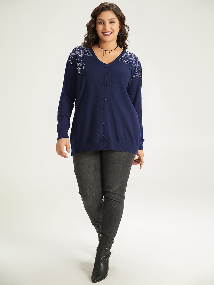 Supersoft Essentials Halloween Spider Web Button Through Cardigan