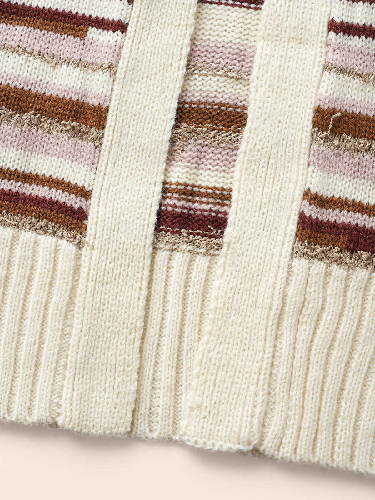 Striped Kimono Collar Pocket Cardigan