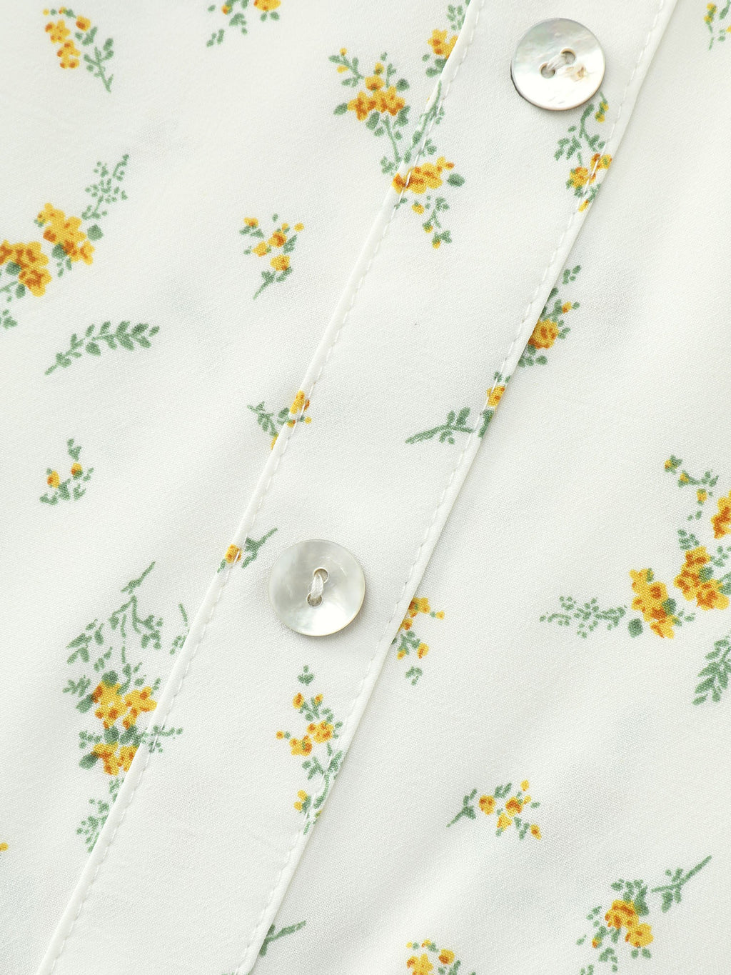 Floral Print Button Detail Color Contrast Blouse