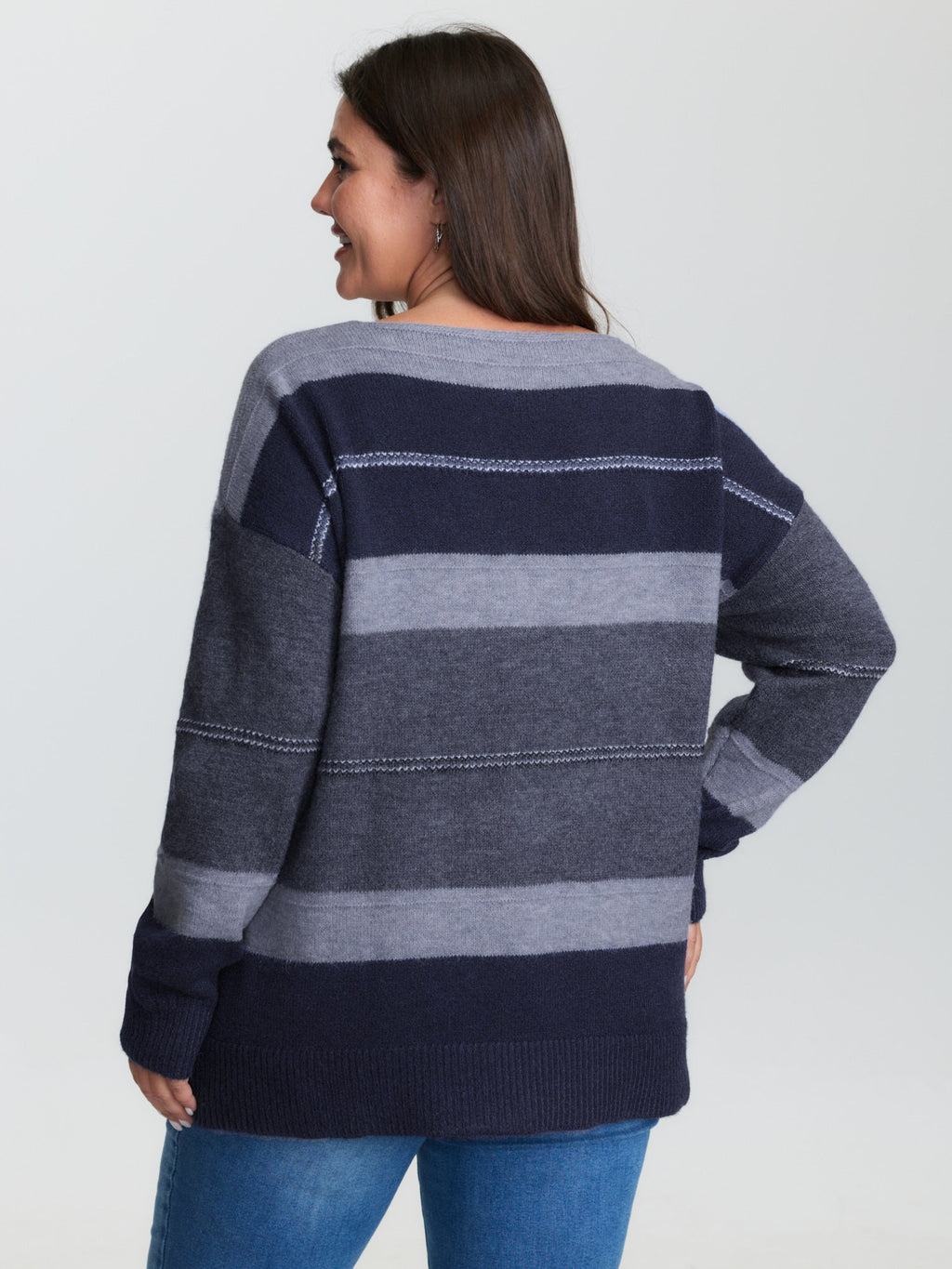 Striped Print Color Contrast Pullover