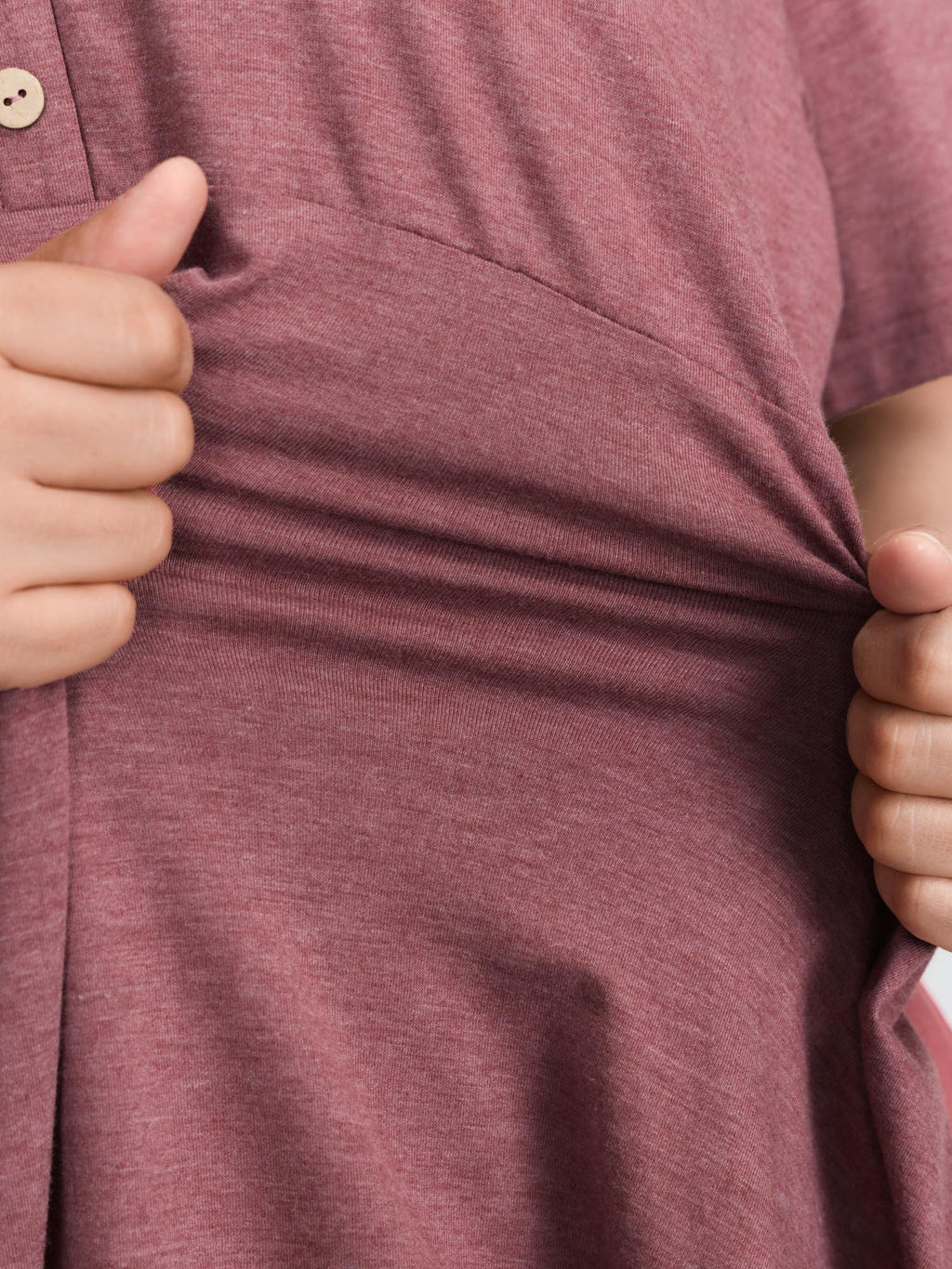 Supersoft Stretchy Ruffled Hemline Button T-Shirt