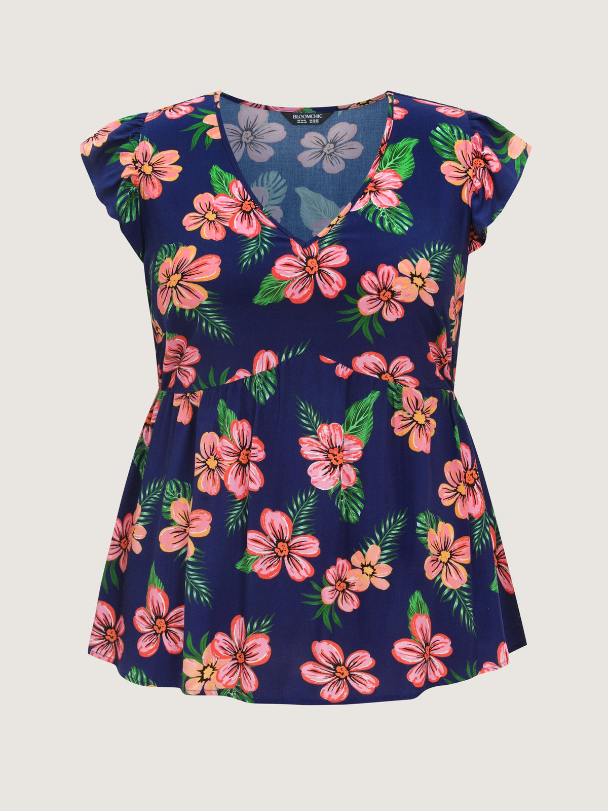 Colorful Floral Print Ruffled Sleeve Blouse