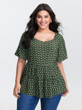 Floral Print Flared Layered Blouse