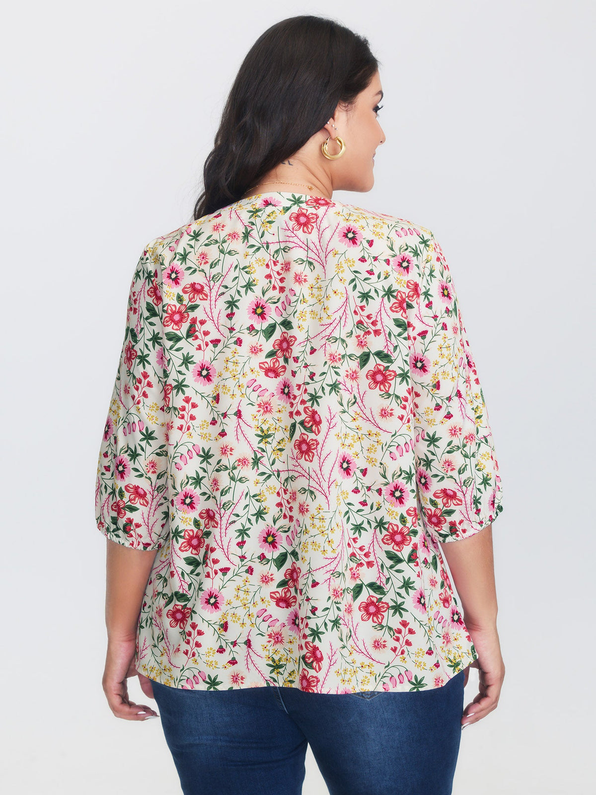 Floral Print Notched Collar Shirt