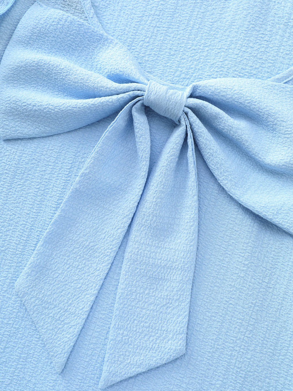 Textured Layered Flutter Sleeve Bowknot Blouse