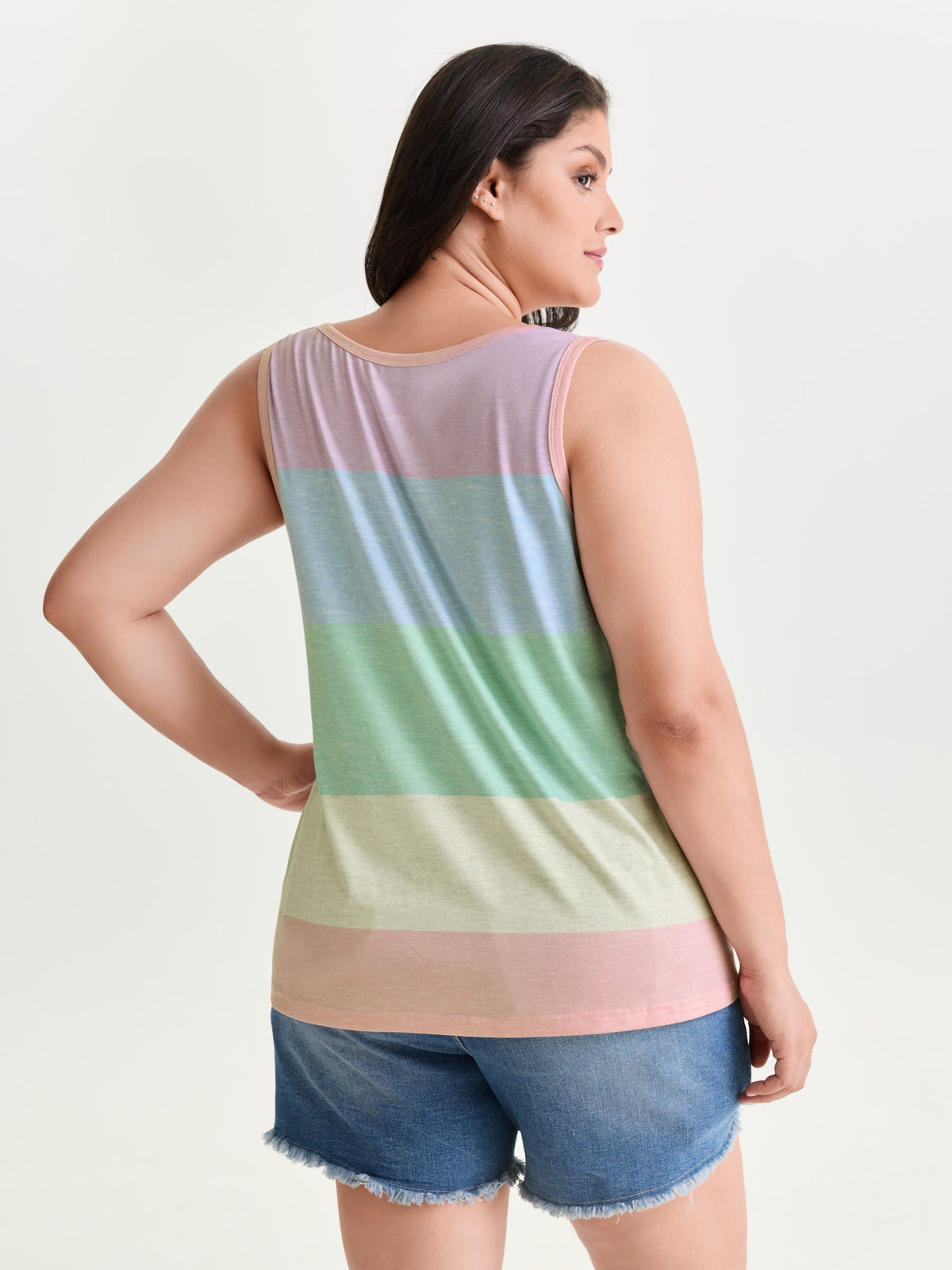 Multi-Color Stripes Off-Sleeves Vest