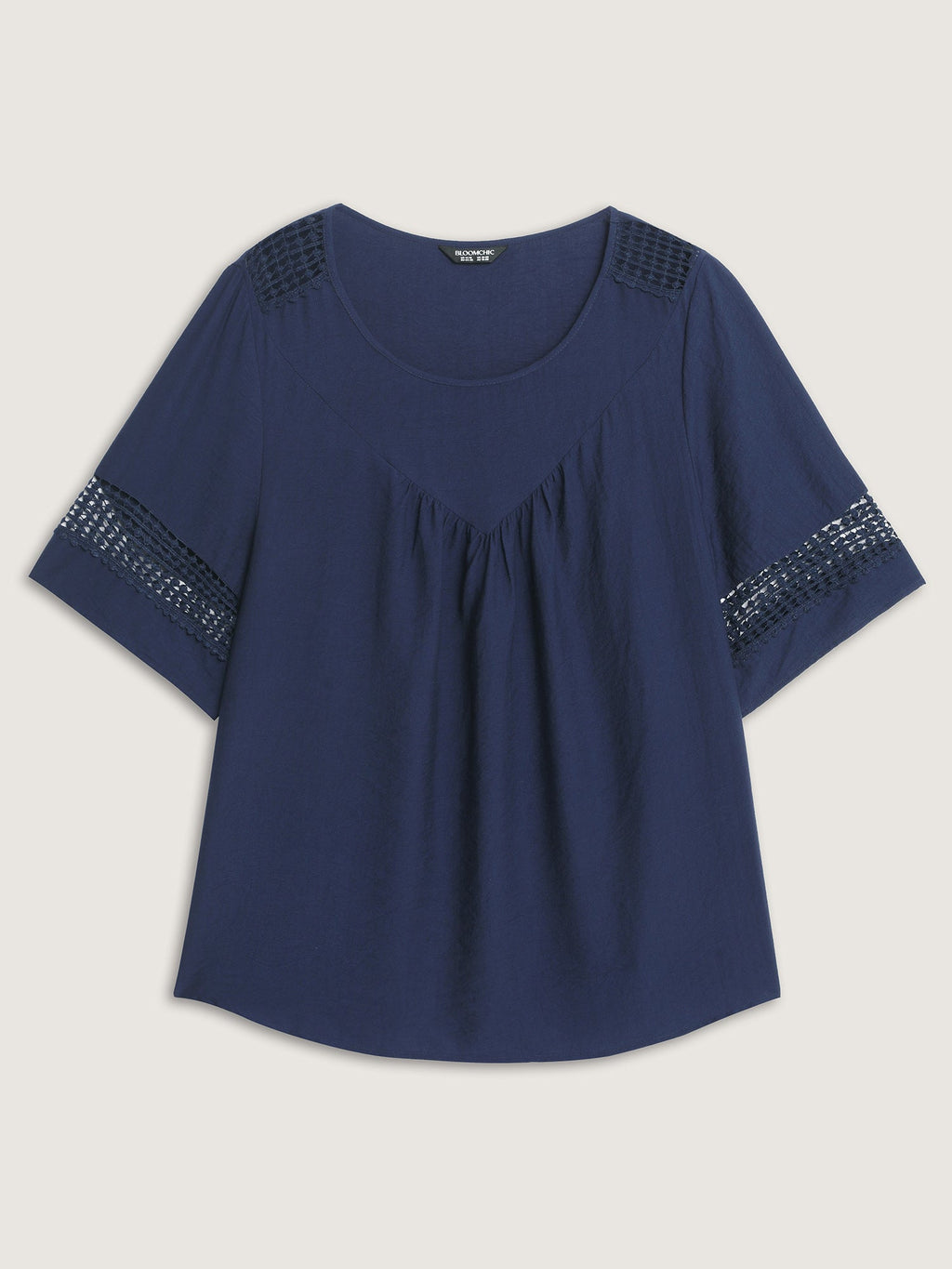 Lace Trim Gathered Front Blouse