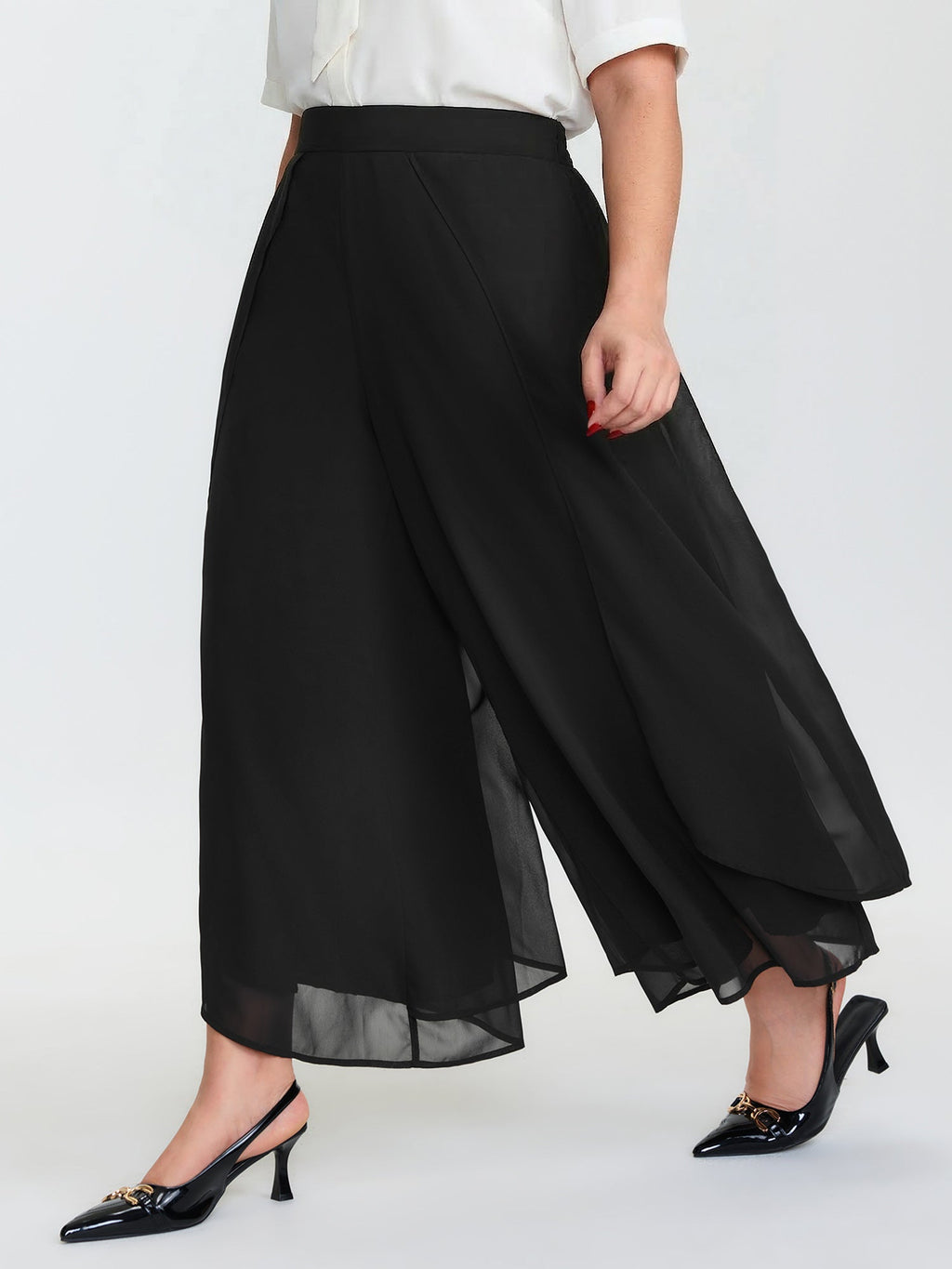 Chiffon Stretchy Waist Flowy Pants