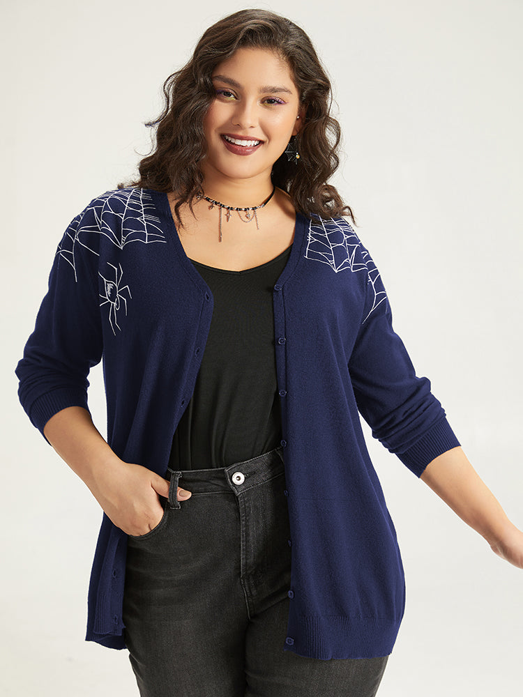 Supersoft Essentials Halloween Spider Web Button Through Cardigan