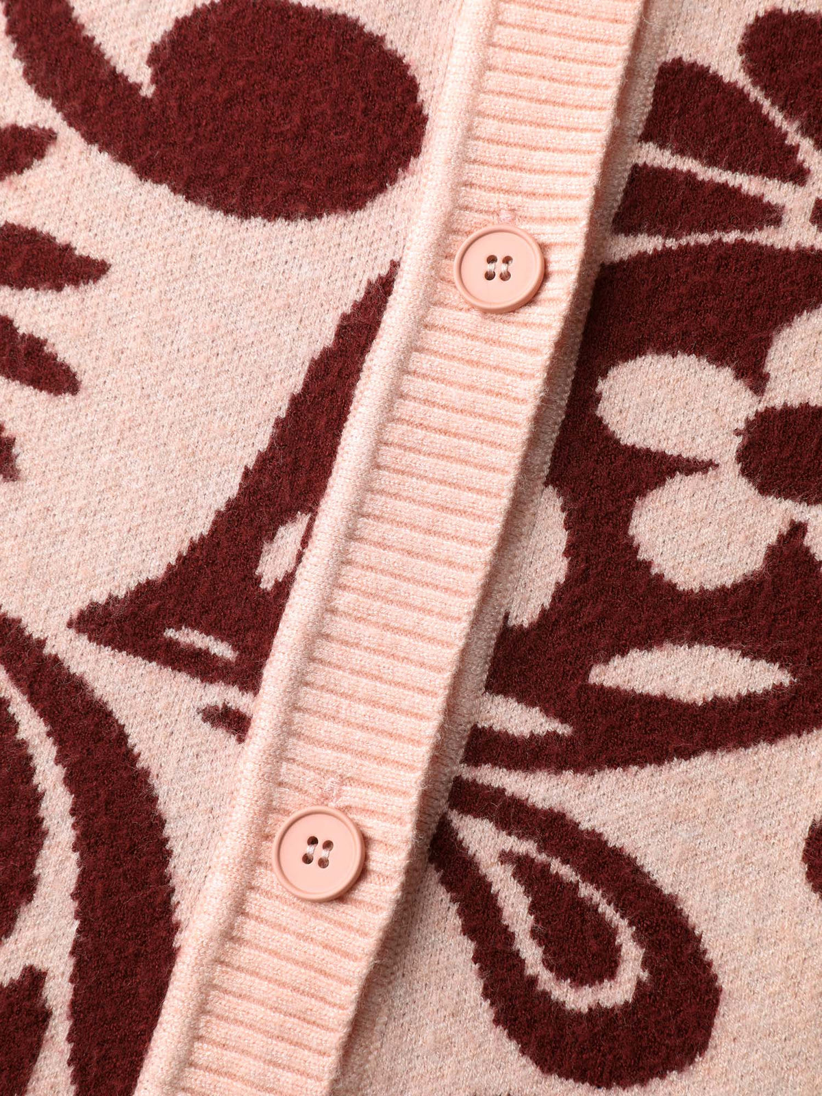 Jacquard Floral Print Button Knit Cardigan