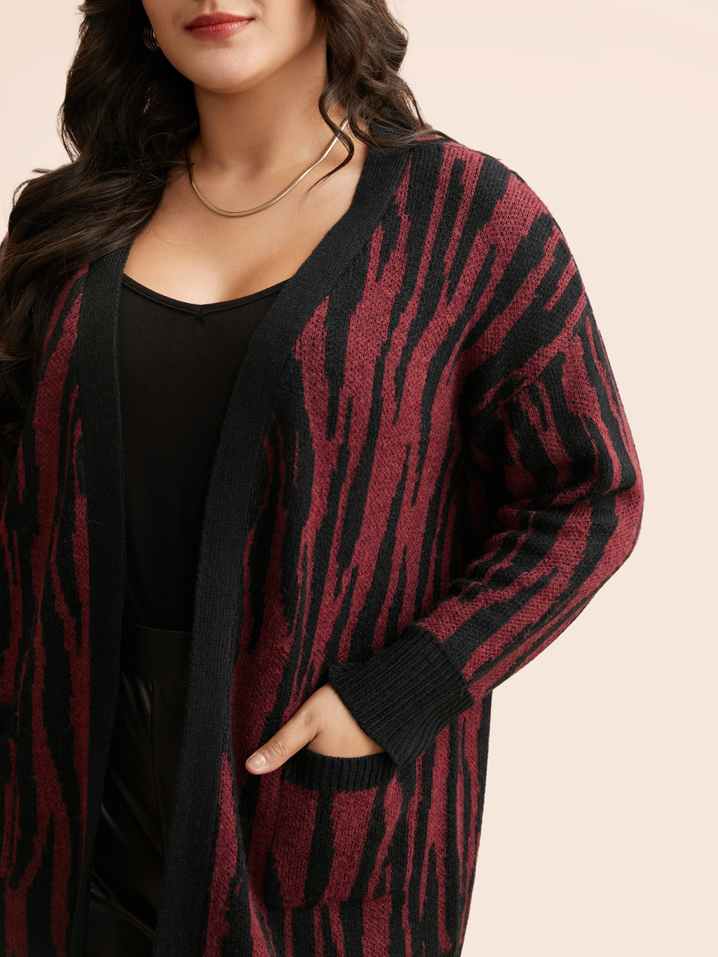 Zebra Print Patched Pocket Cardigan