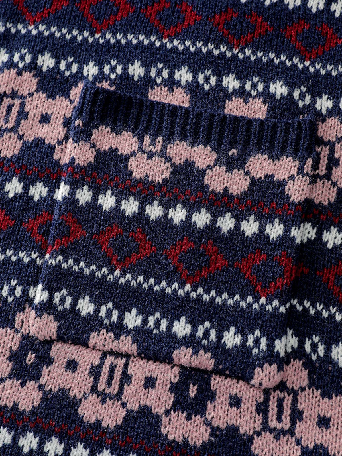 Geometric Pattern Patch Pocket Button Knit Cardigan