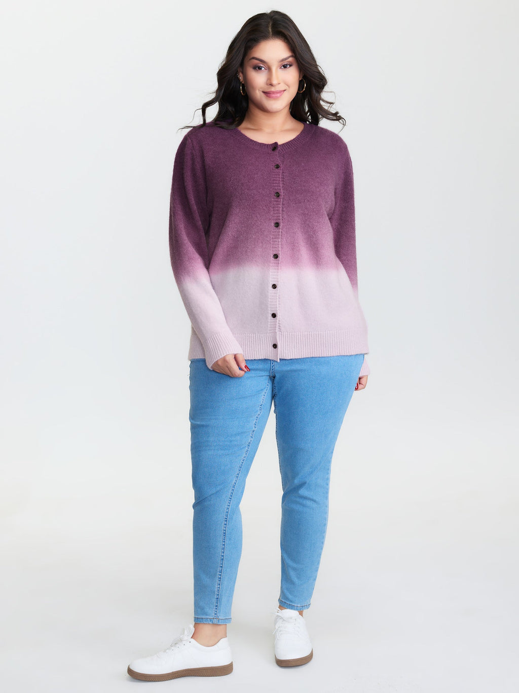 Supersoft Stretchy Color Gradient Knit Cardigan