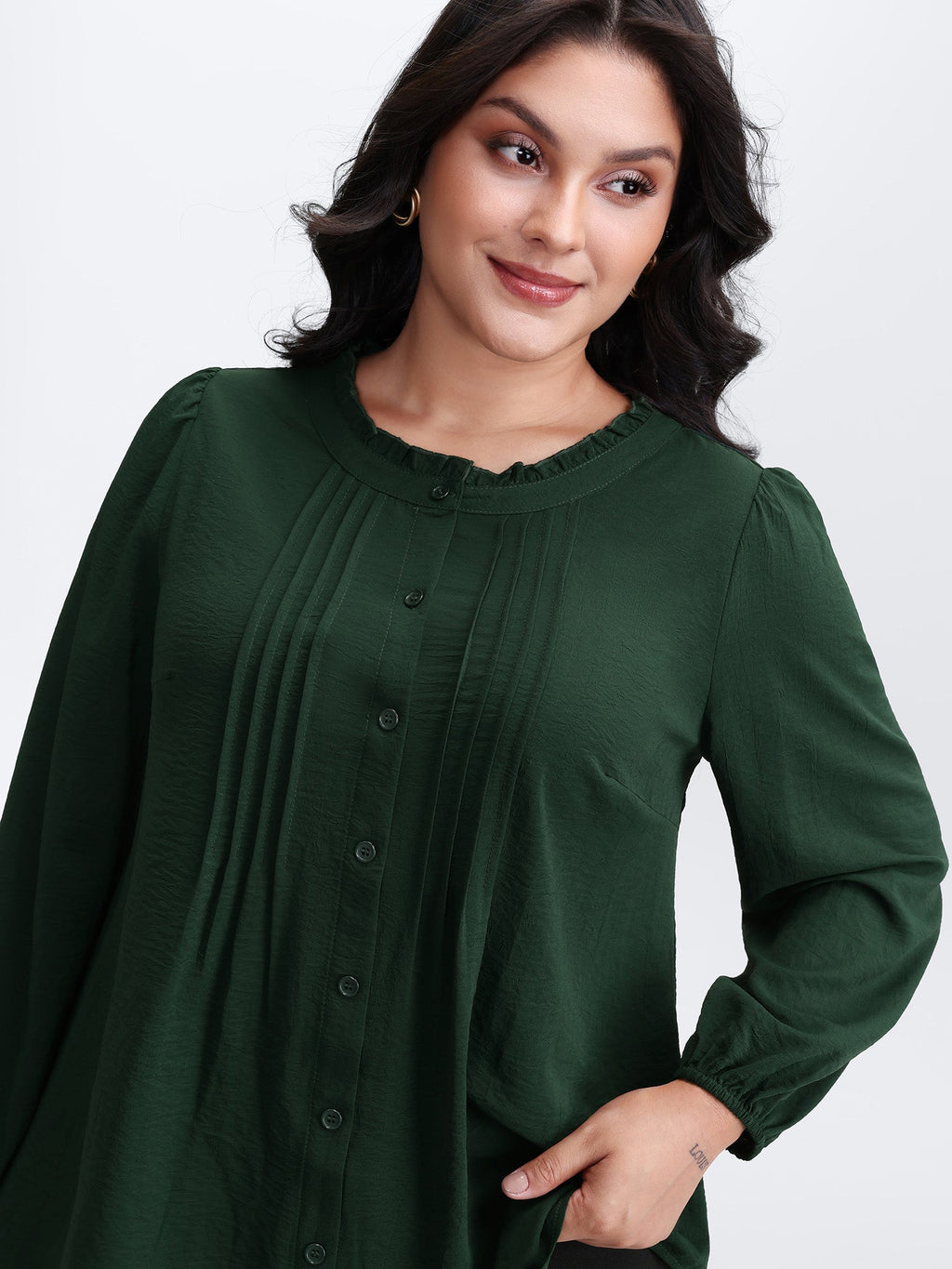 Toothpick Pleat Flowy Solid Blouse