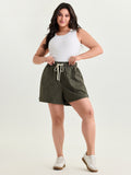 Cotton Washed And Distressed Straight-Leg Shorts