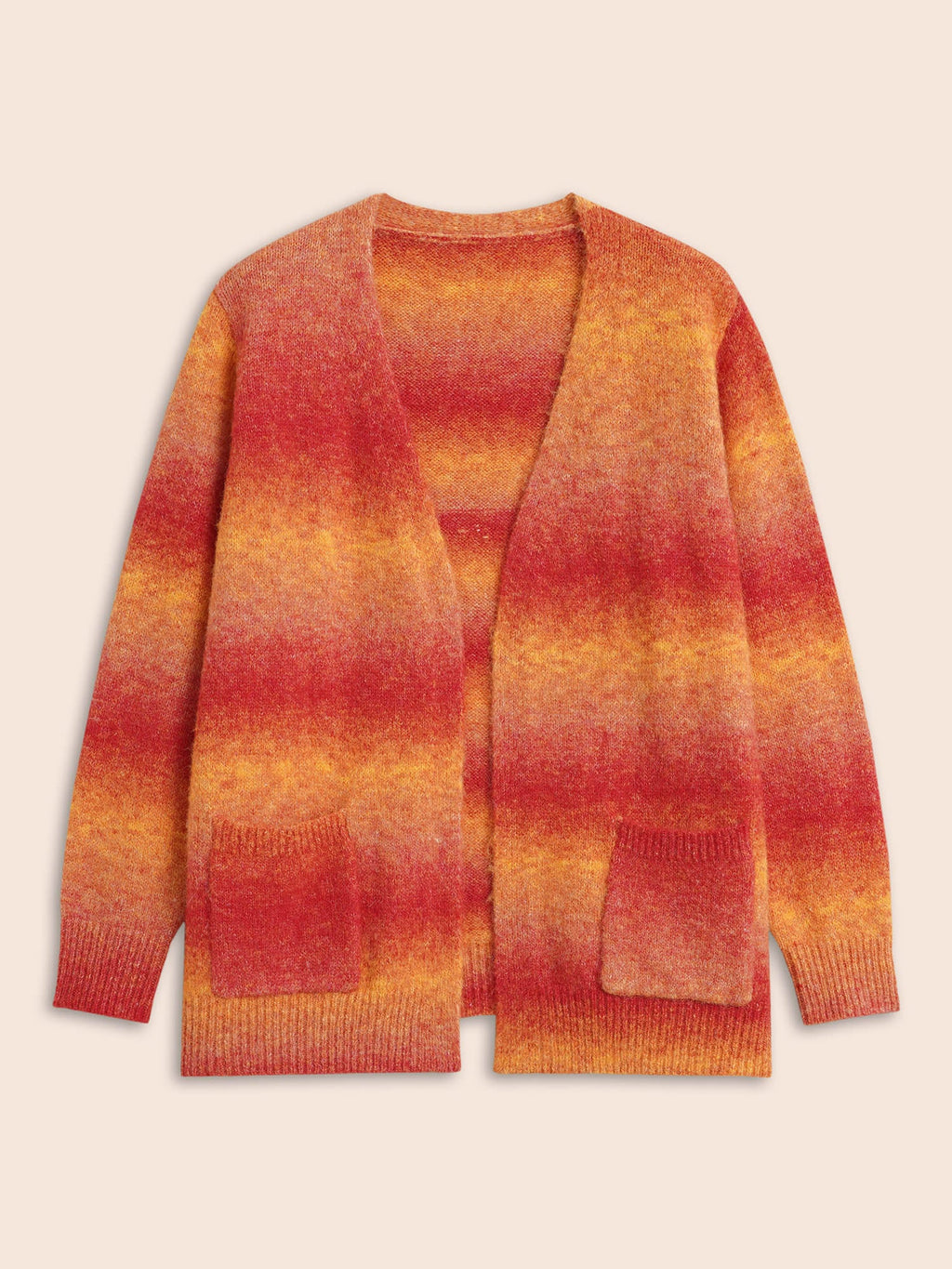 Ombre Contrast Patch Pocket Cardigan
