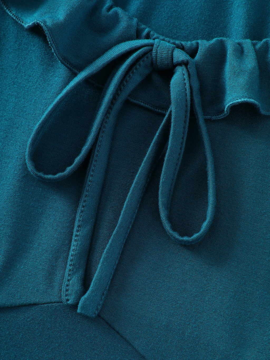 Stretchy Ruffled Edge Plain Knit Top
