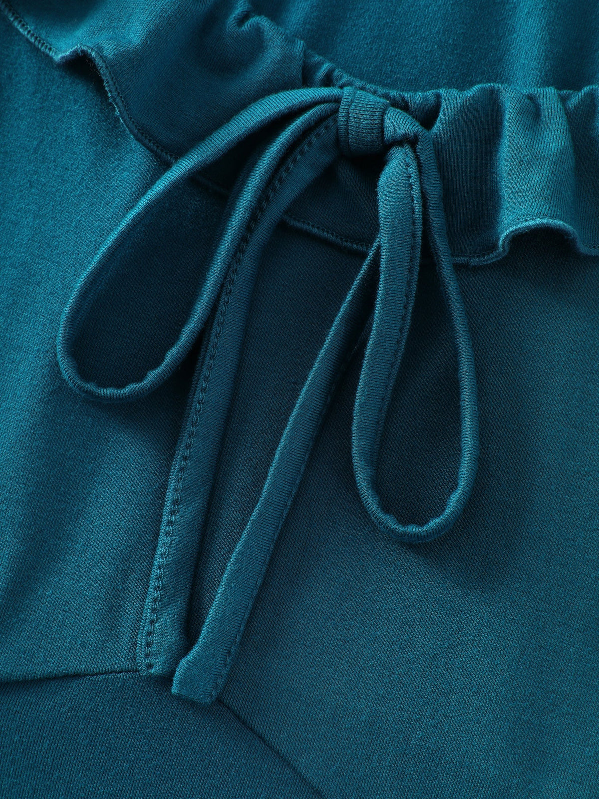 Stretchy Ruffled Edge Plain Knit Top