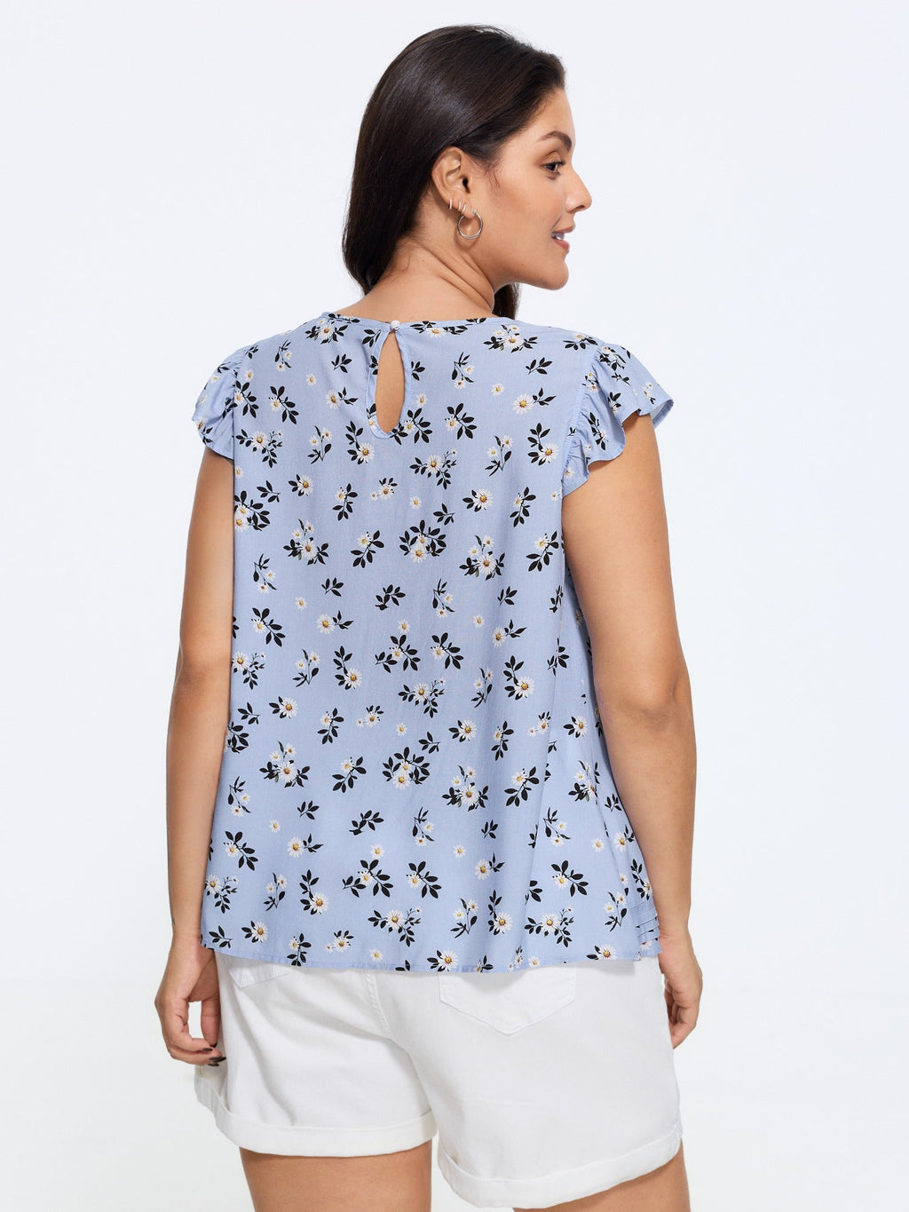 Floral Print Toothpick Pleat Blouse