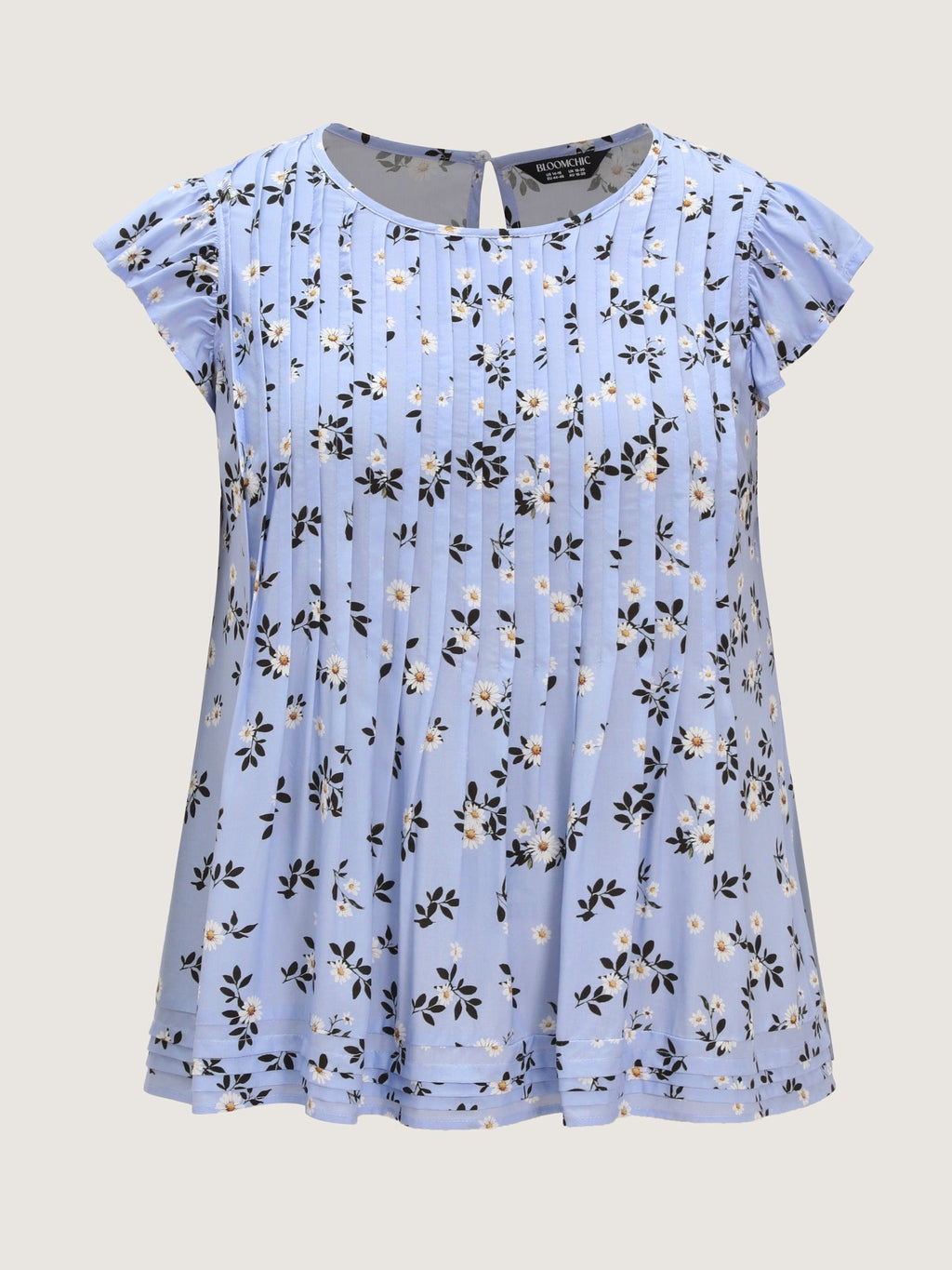 Floral Print Toothpick Pleat Blouse