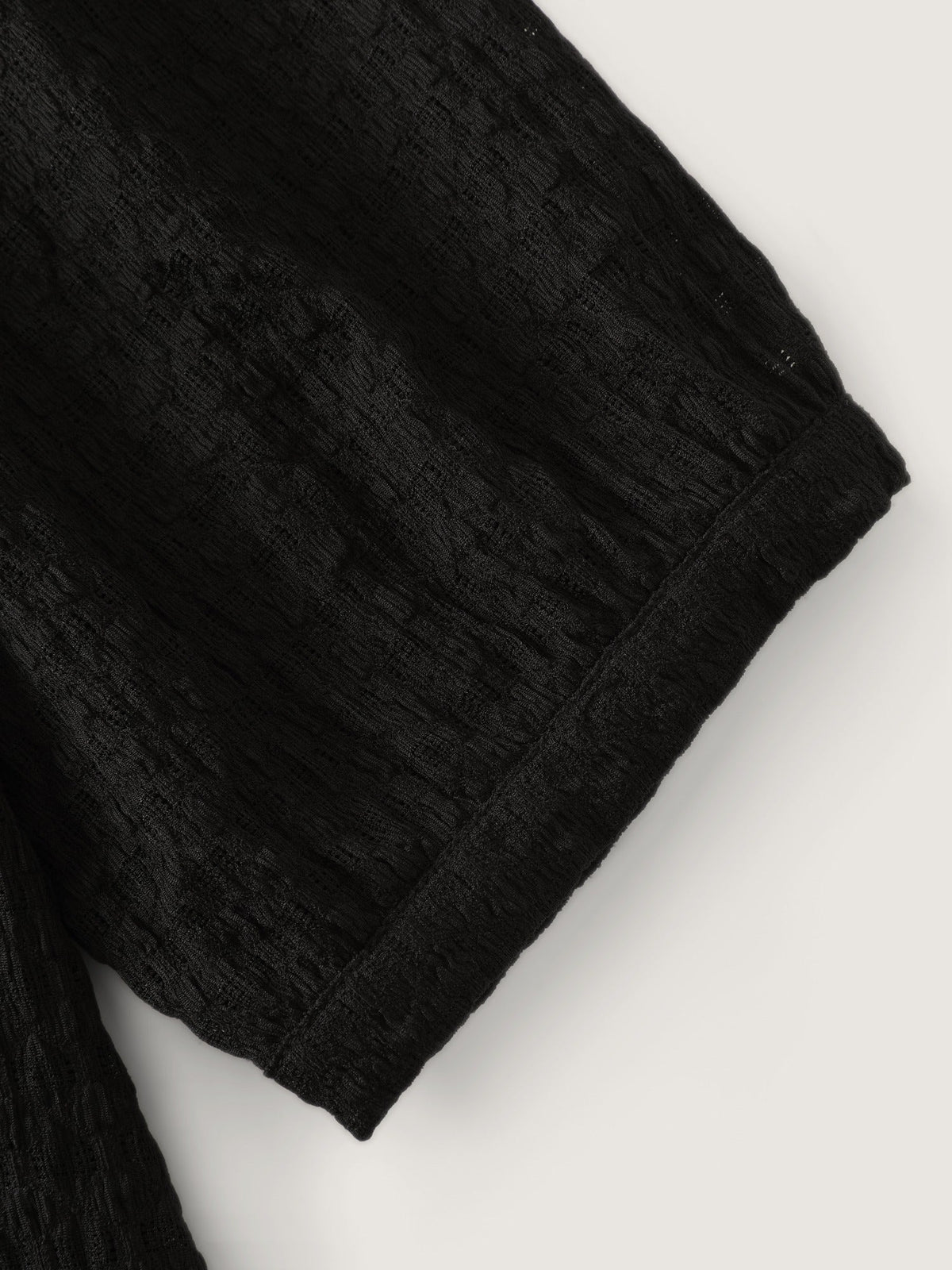 Stretchy Crinkle Textured Neck Tie Blouse