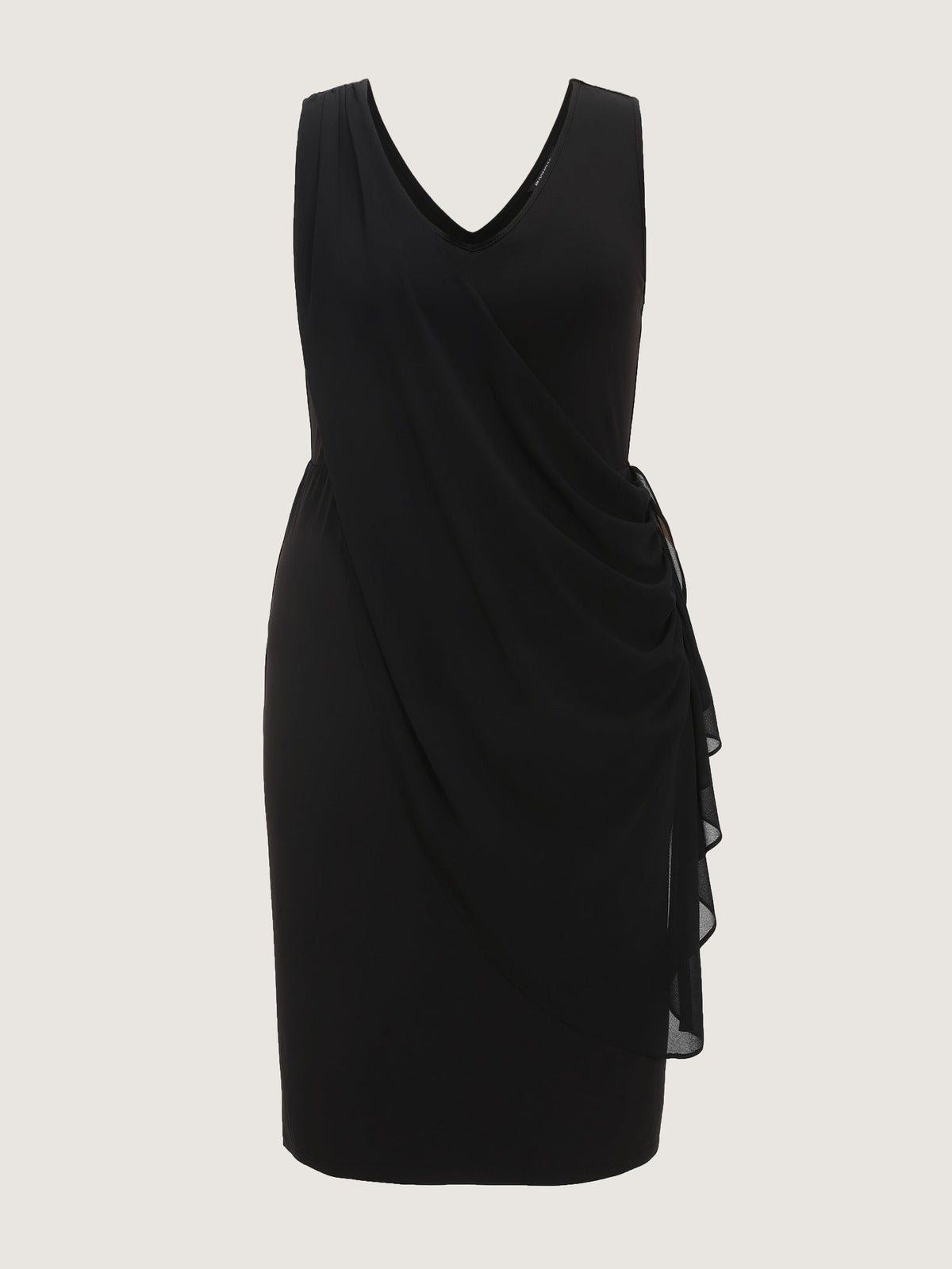 Mesh Ruffle Side Drawstring Bodycon Midi Dress