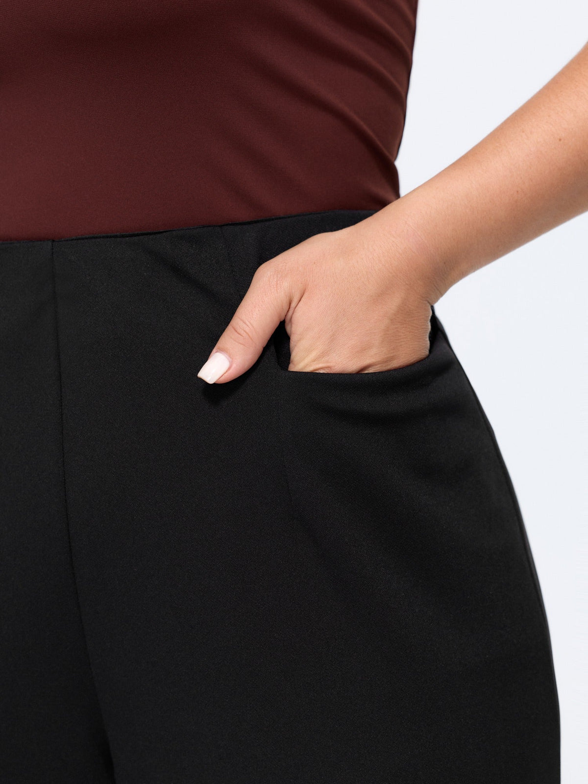 Solid Pocket Split Hem Flared Pants