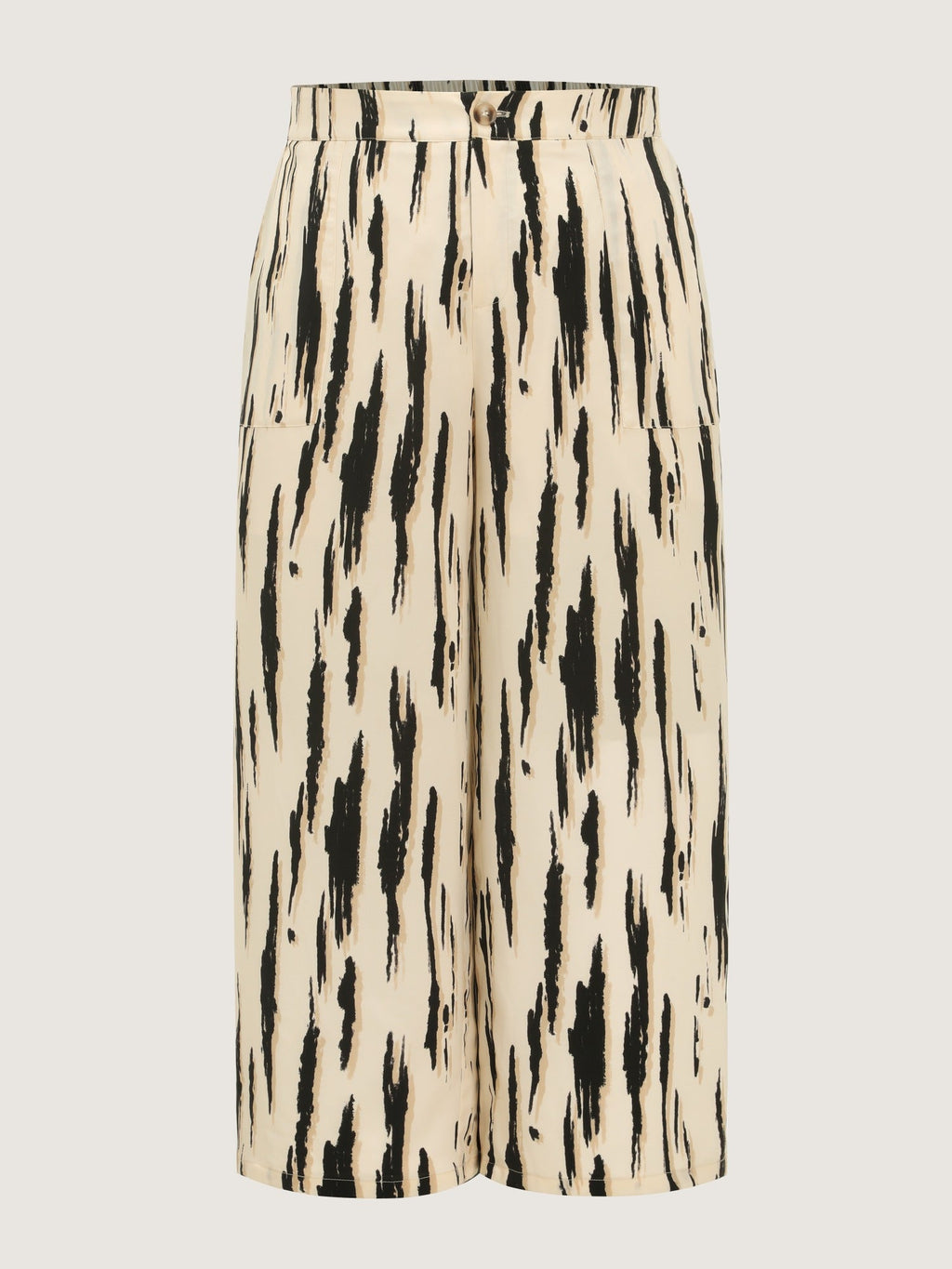 Abstract Print Side Slit Wide Leg Pants