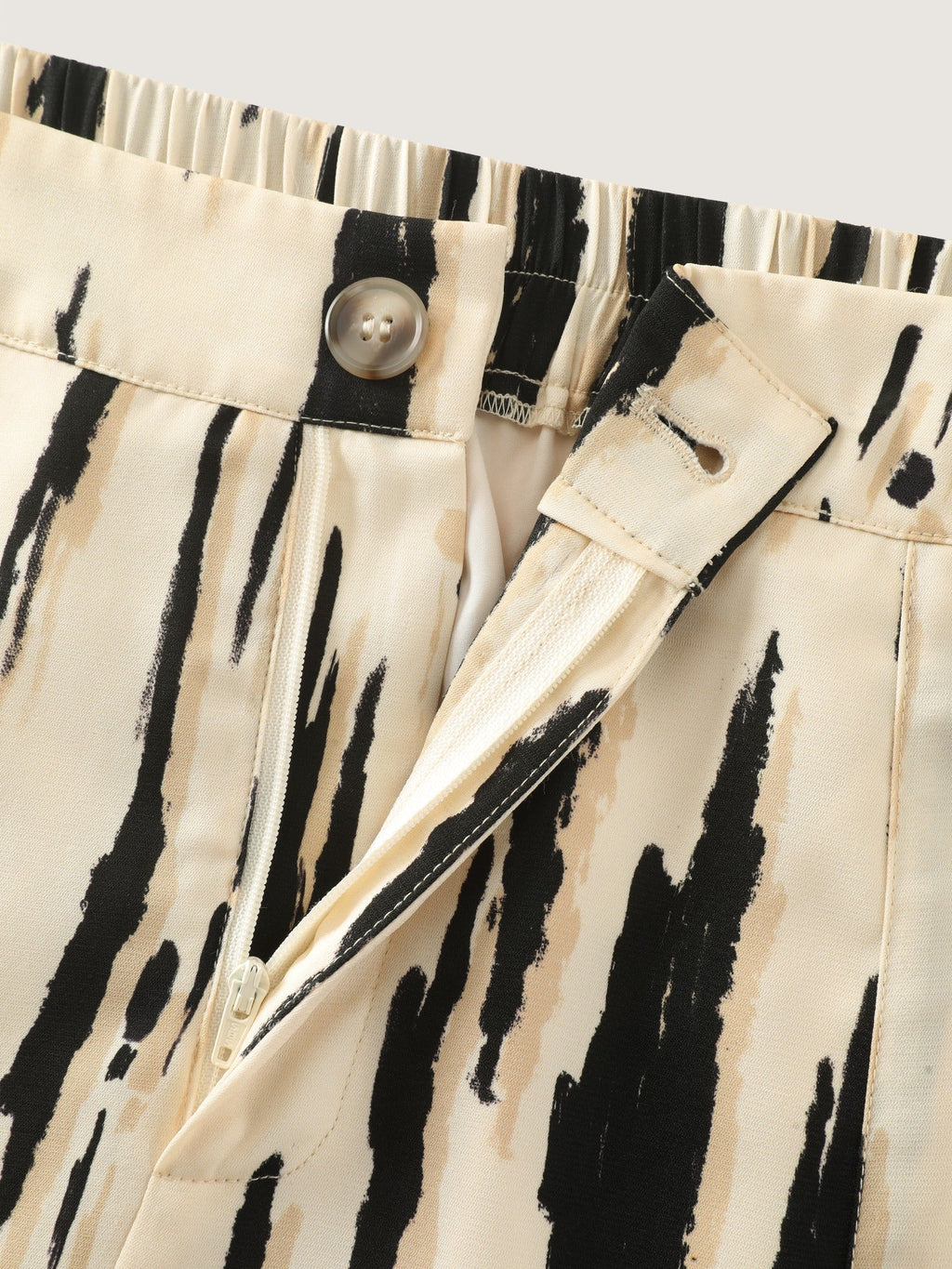 Abstract Print Side Slit Wide Leg Pants