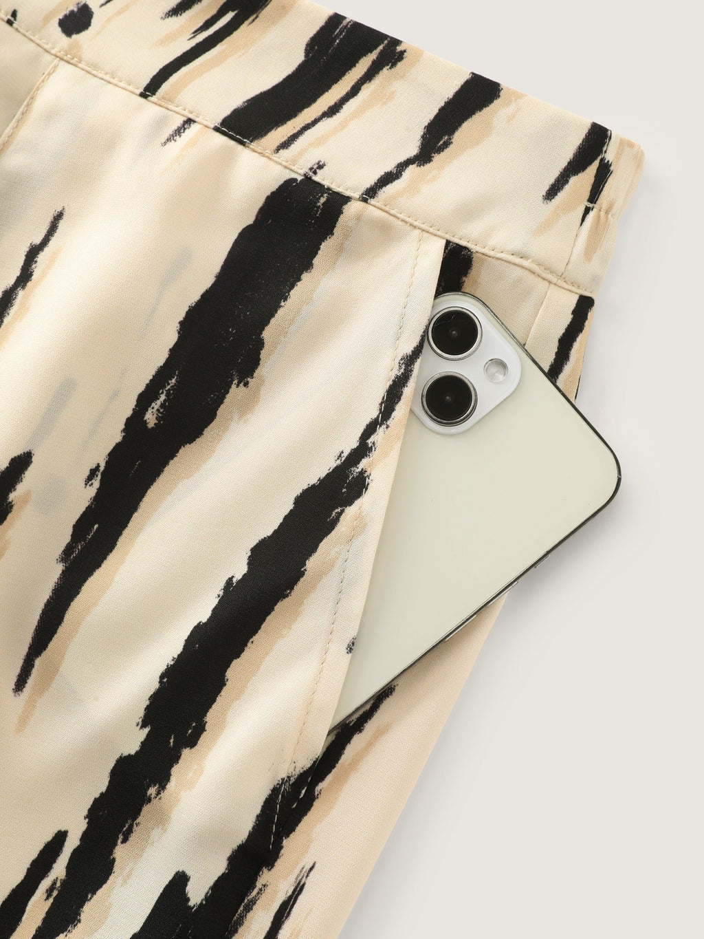 Abstract Print Side Slit Wide Leg Pants