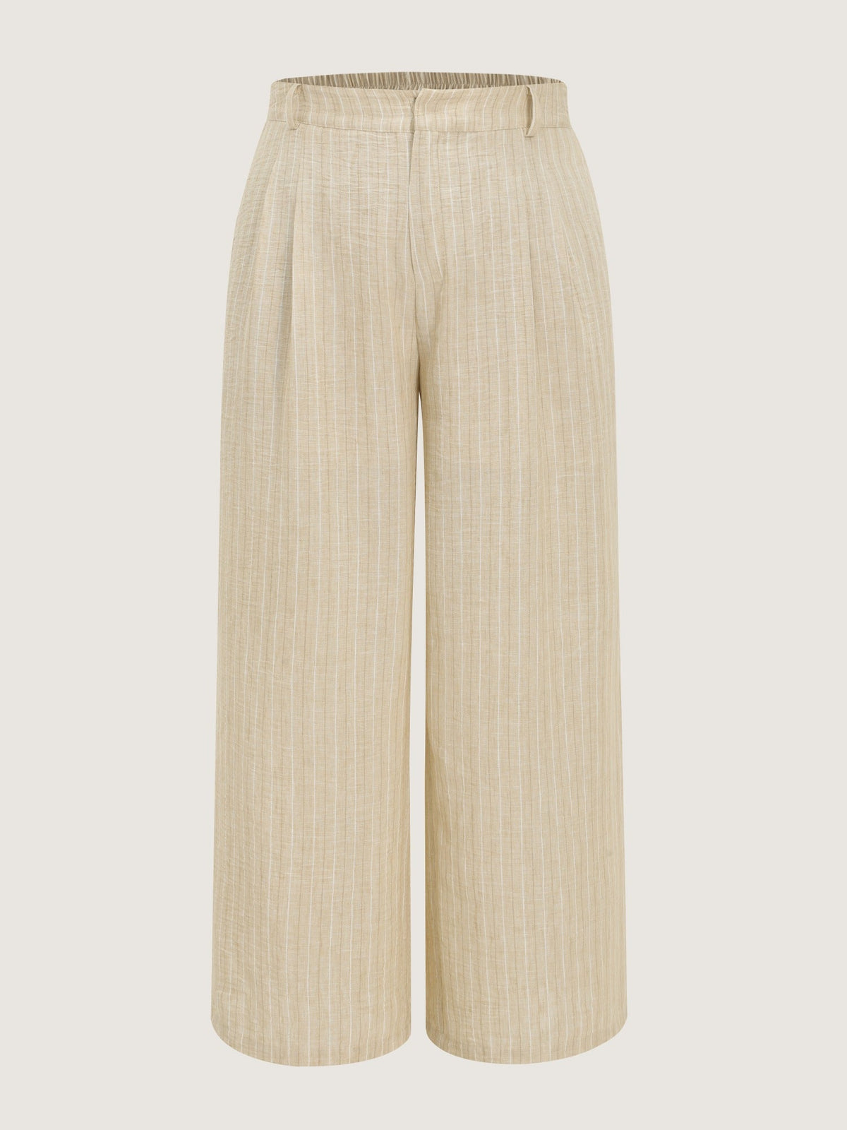 Textured Striped Pleated Wide Leg Pants