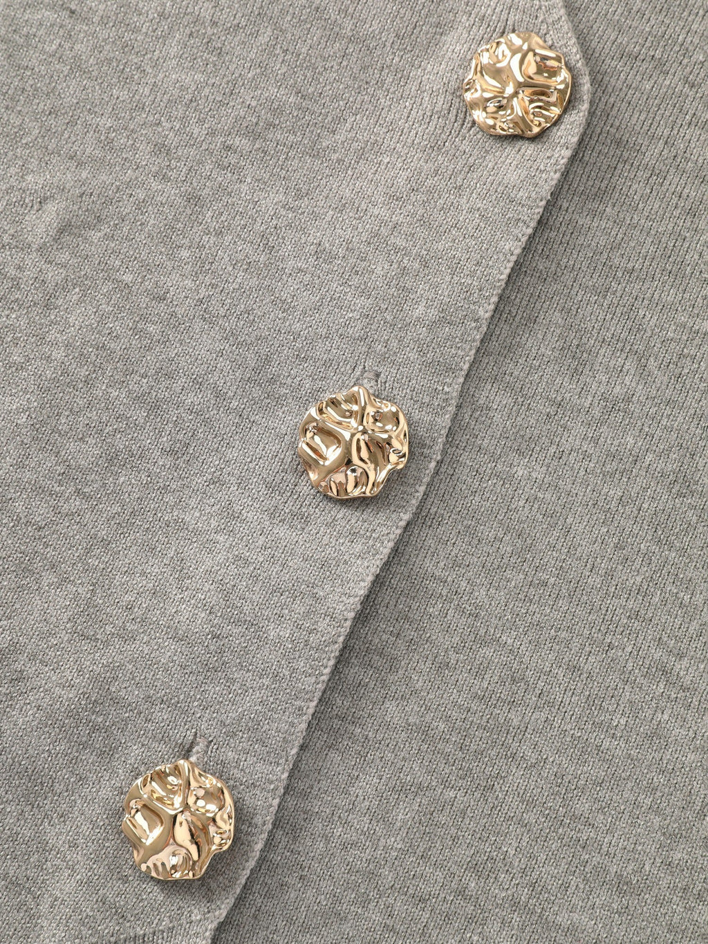Heather Ribbed Metal Buttons Sweater Vest
