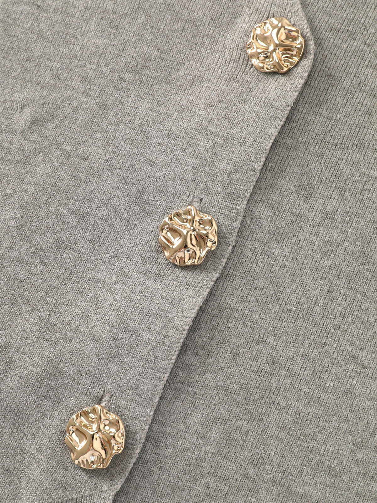 Heather Ribbed Metal Buttons Sweater Vest