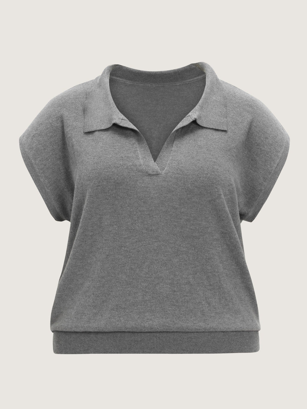 Heather Split Polo Collar Loose Sweater Vest