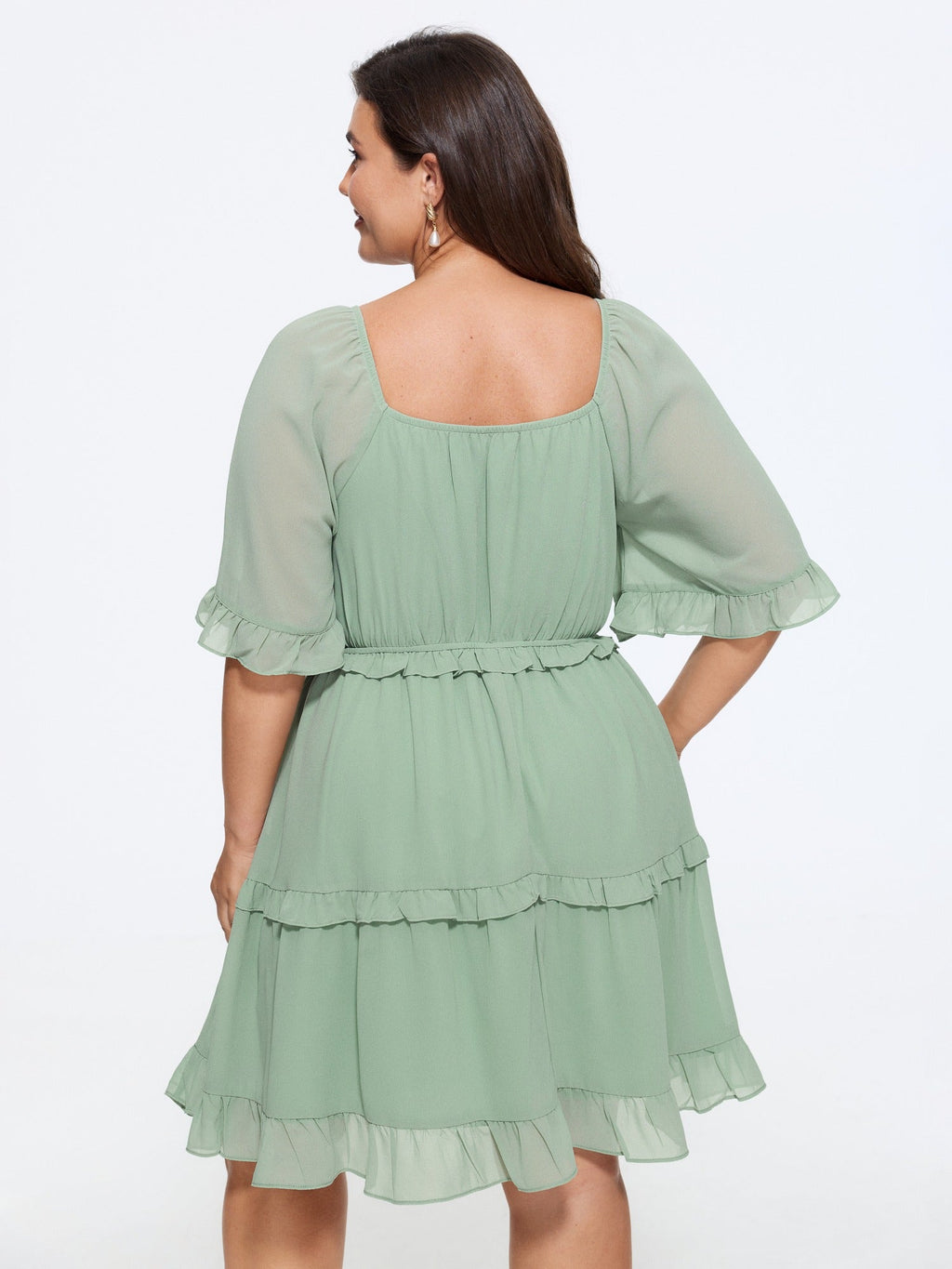 Lace Waist Tiered Chiffon Mini Dress
