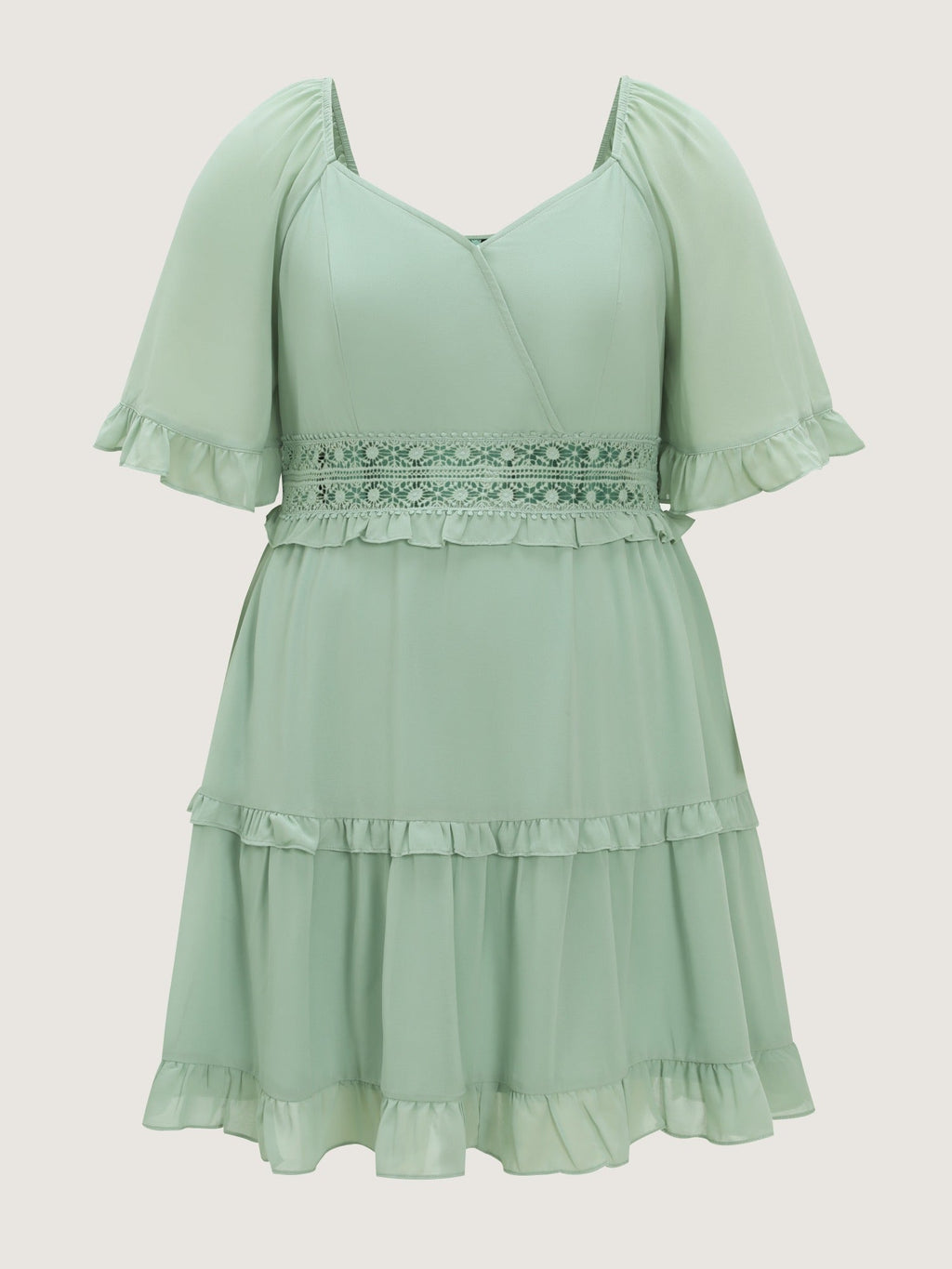 Lace Waist Tiered Chiffon Mini Dress