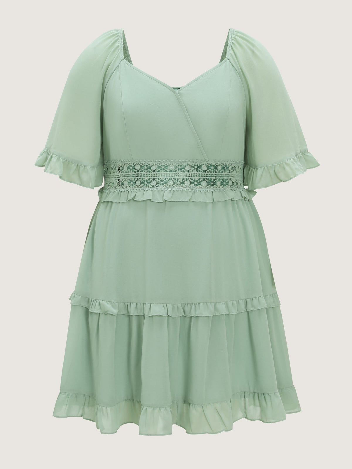 Lace Waist Tiered Chiffon Mini Dress