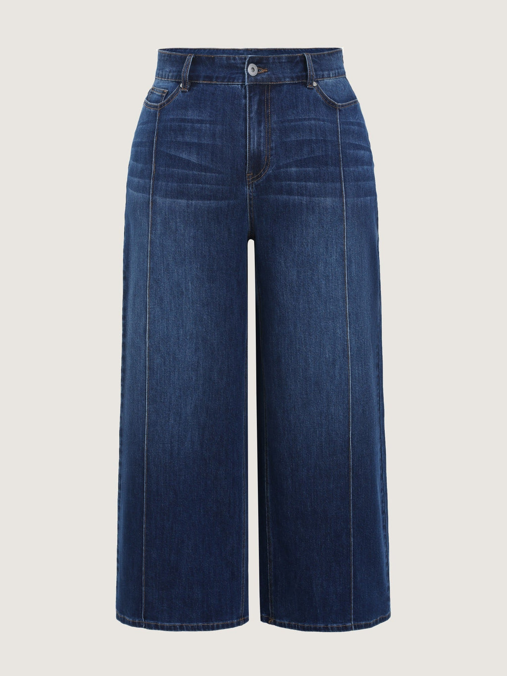 Stretchy Wash Vertical Seam Wide Leg Jeans