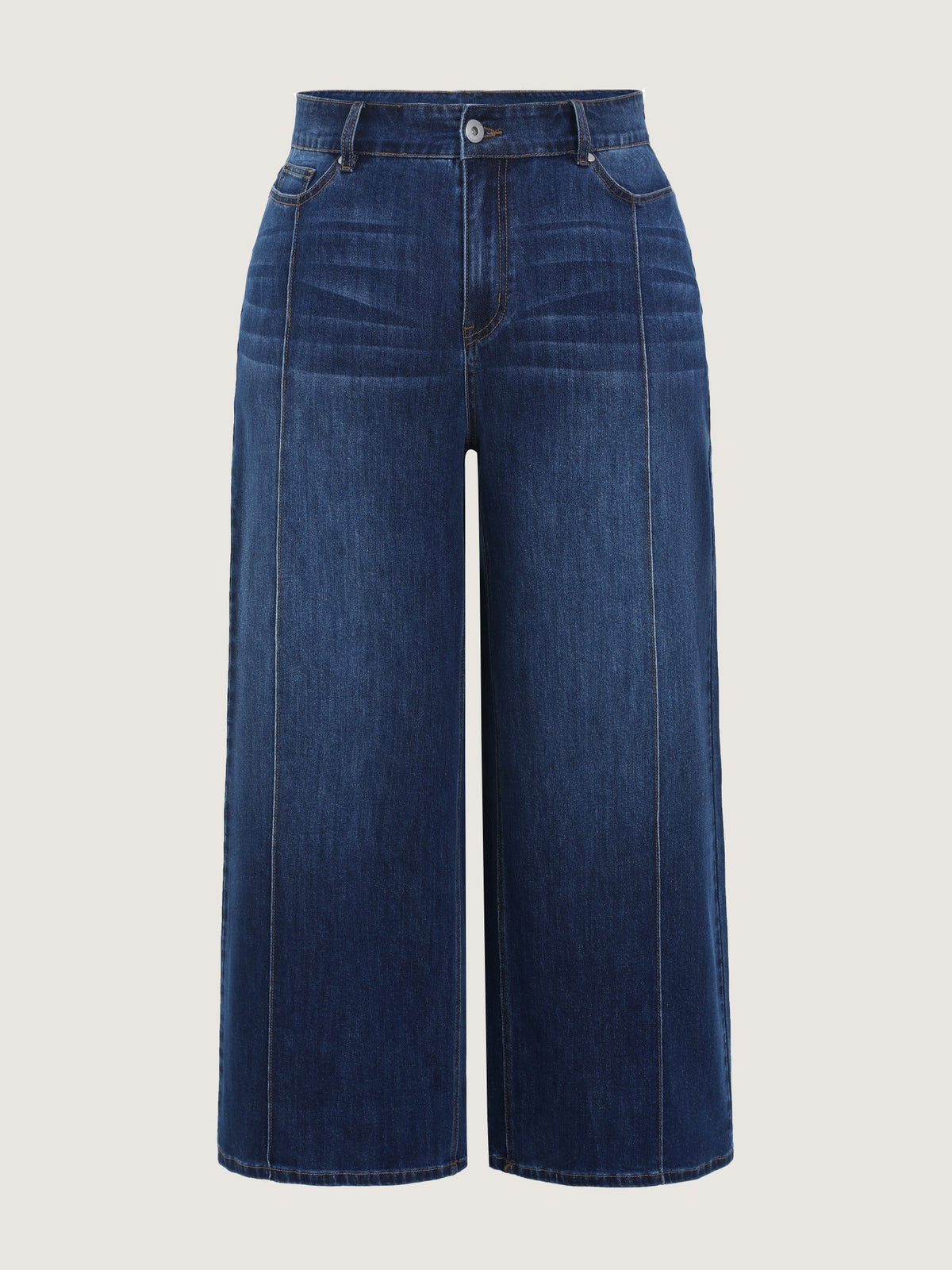 Stretchy Wash Vertical Seam Wide Leg Jeans