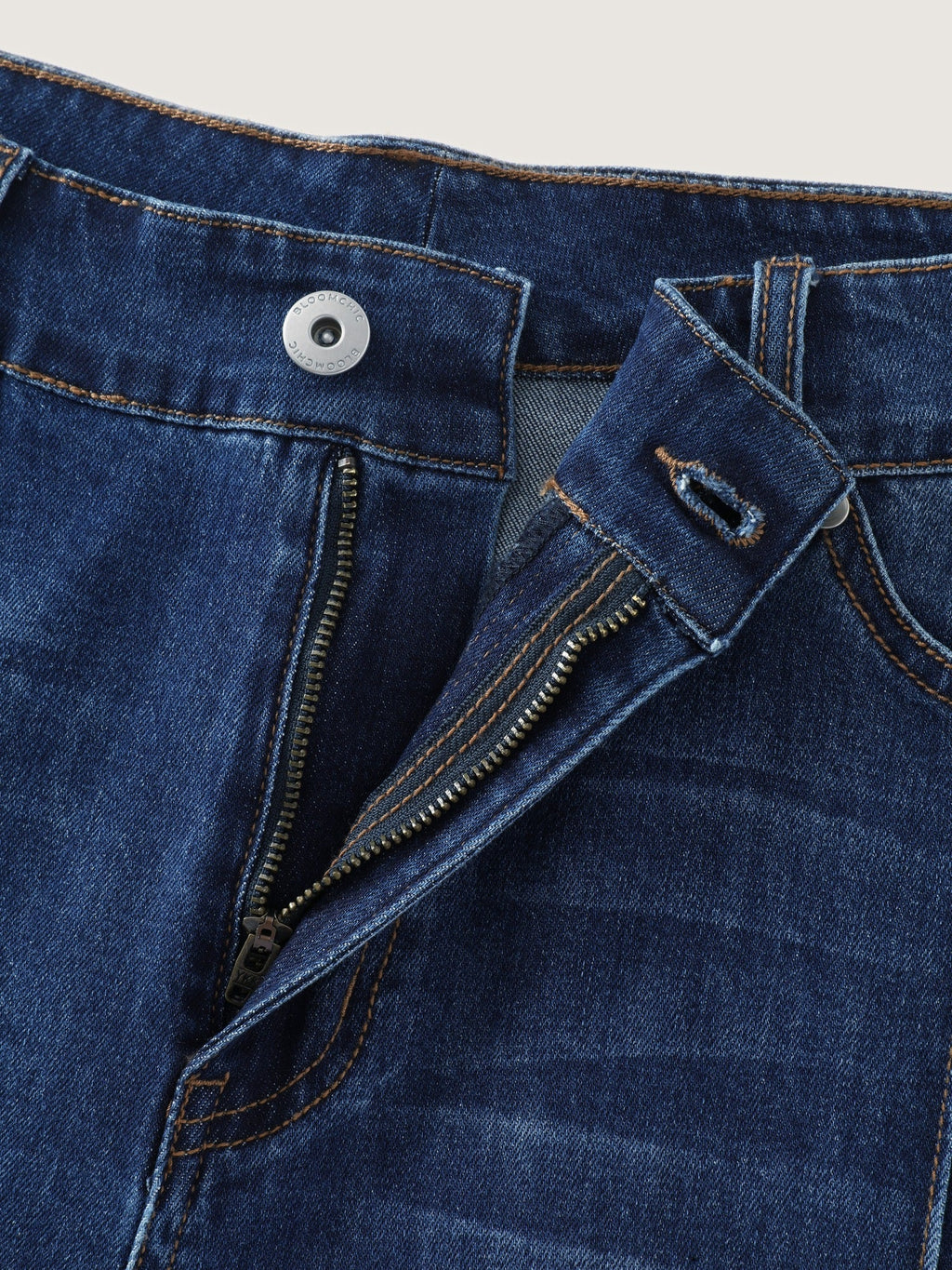 Stretchy Wash Vertical Seam Wide Leg Jeans