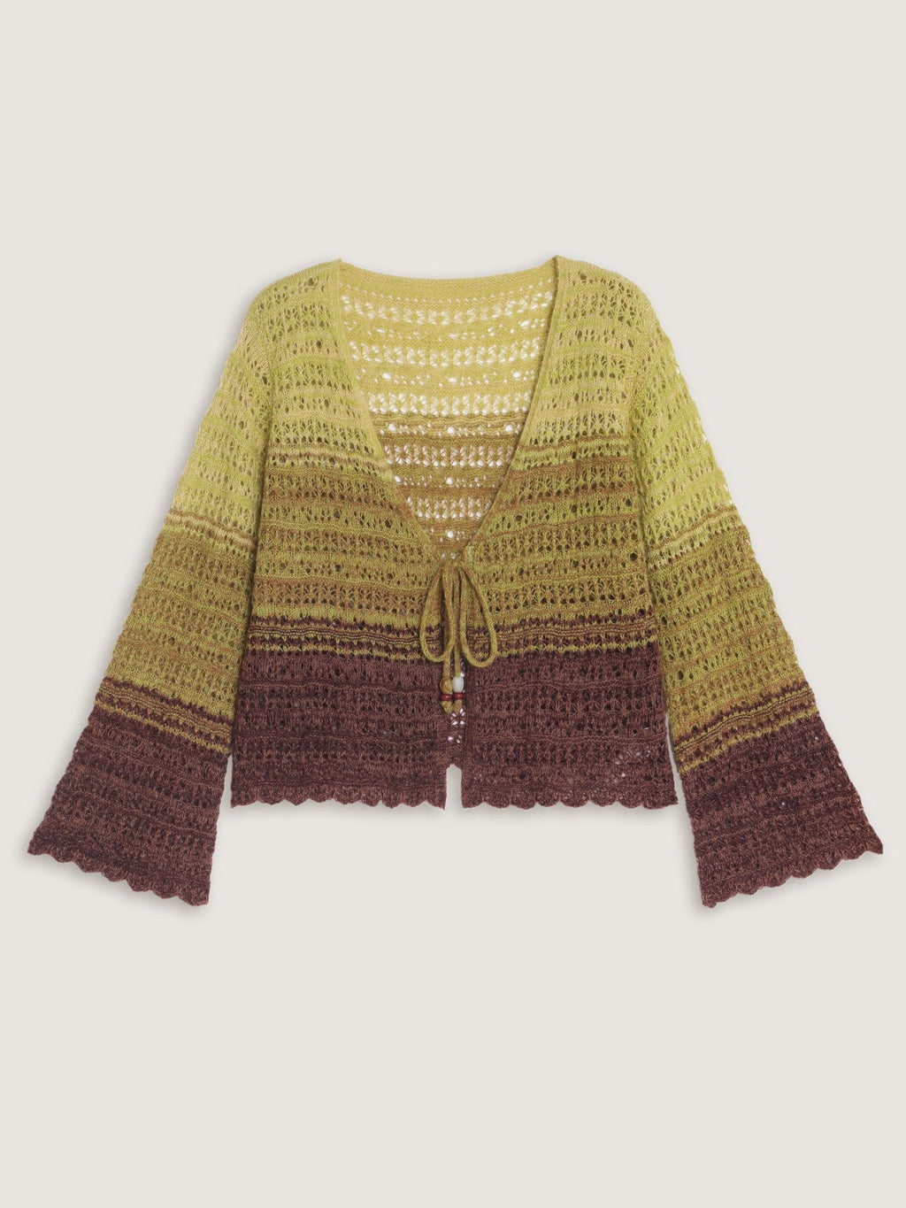 Ombre Tie Front Cut Out Cardigan