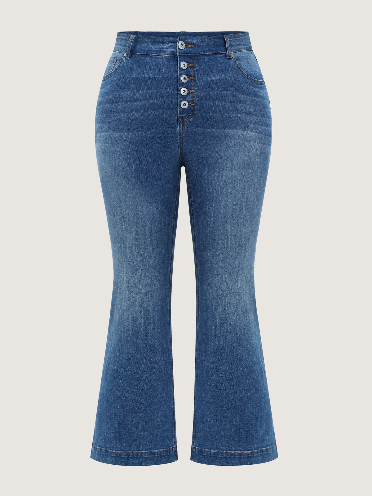 Stretchy Multi Buttons High Waist Flare Jeans