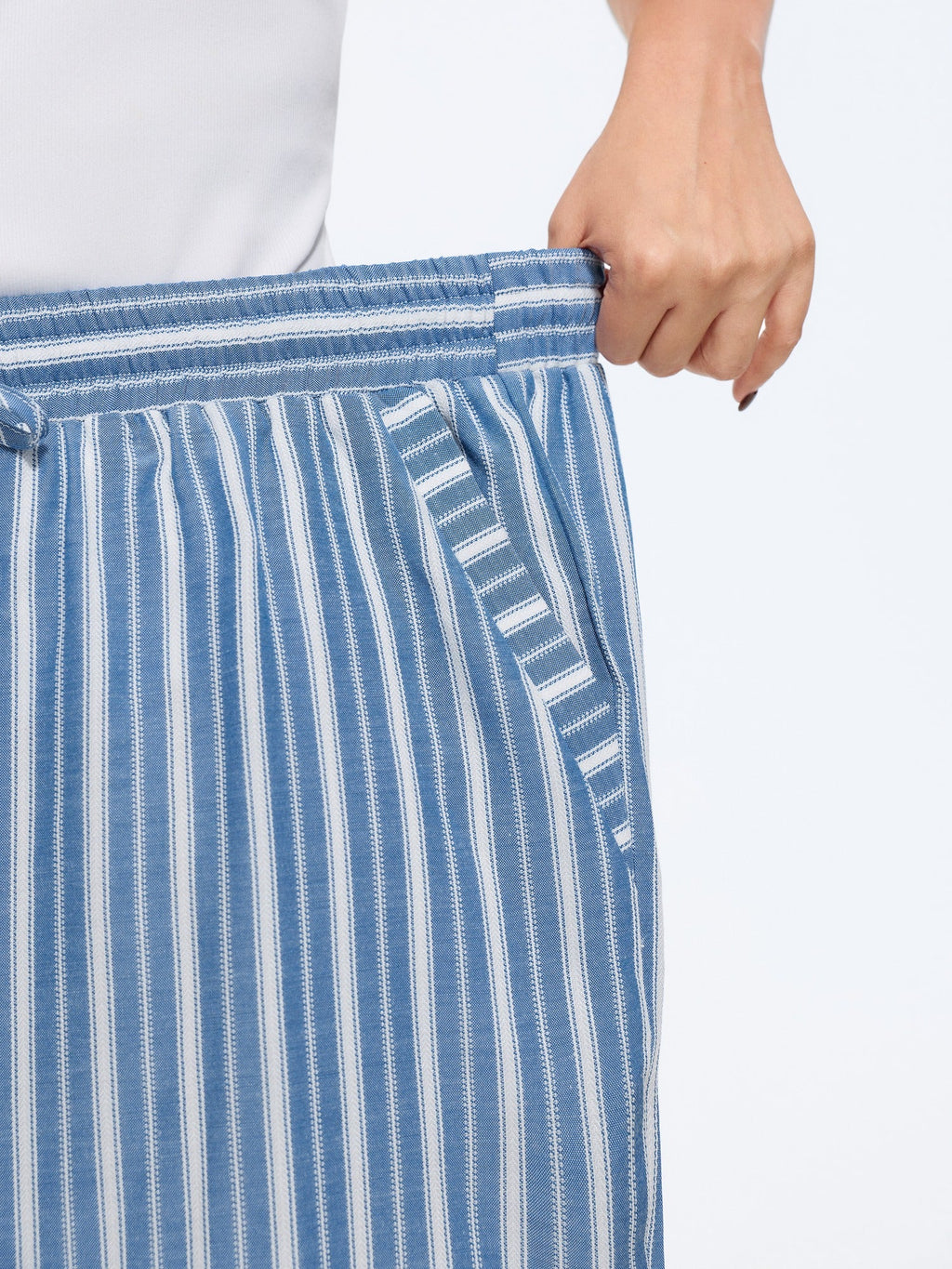 Color Contrast Stripe Drawstring Wide Leg Pants