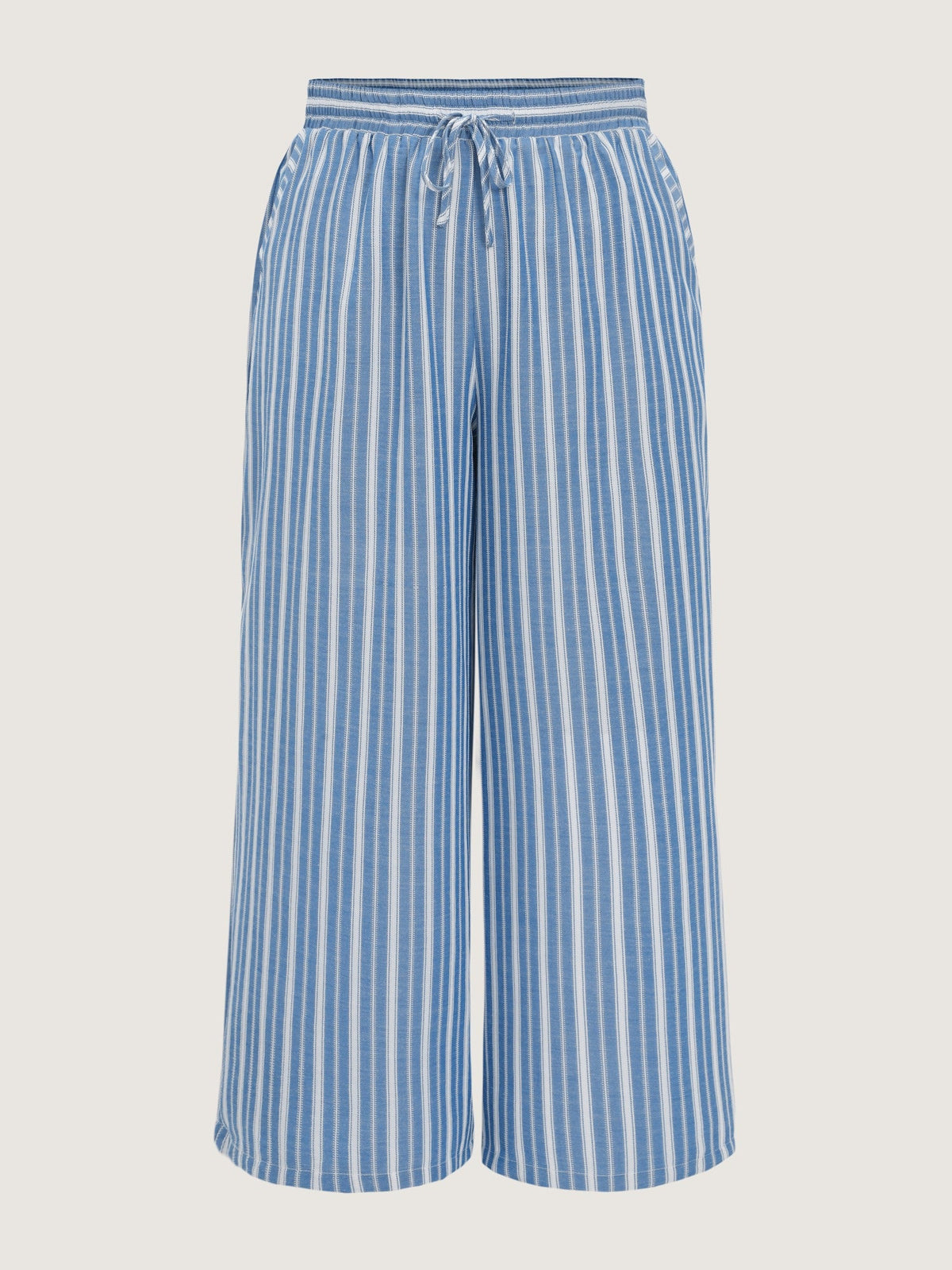 Color Contrast Stripe Drawstring Wide Leg Pants