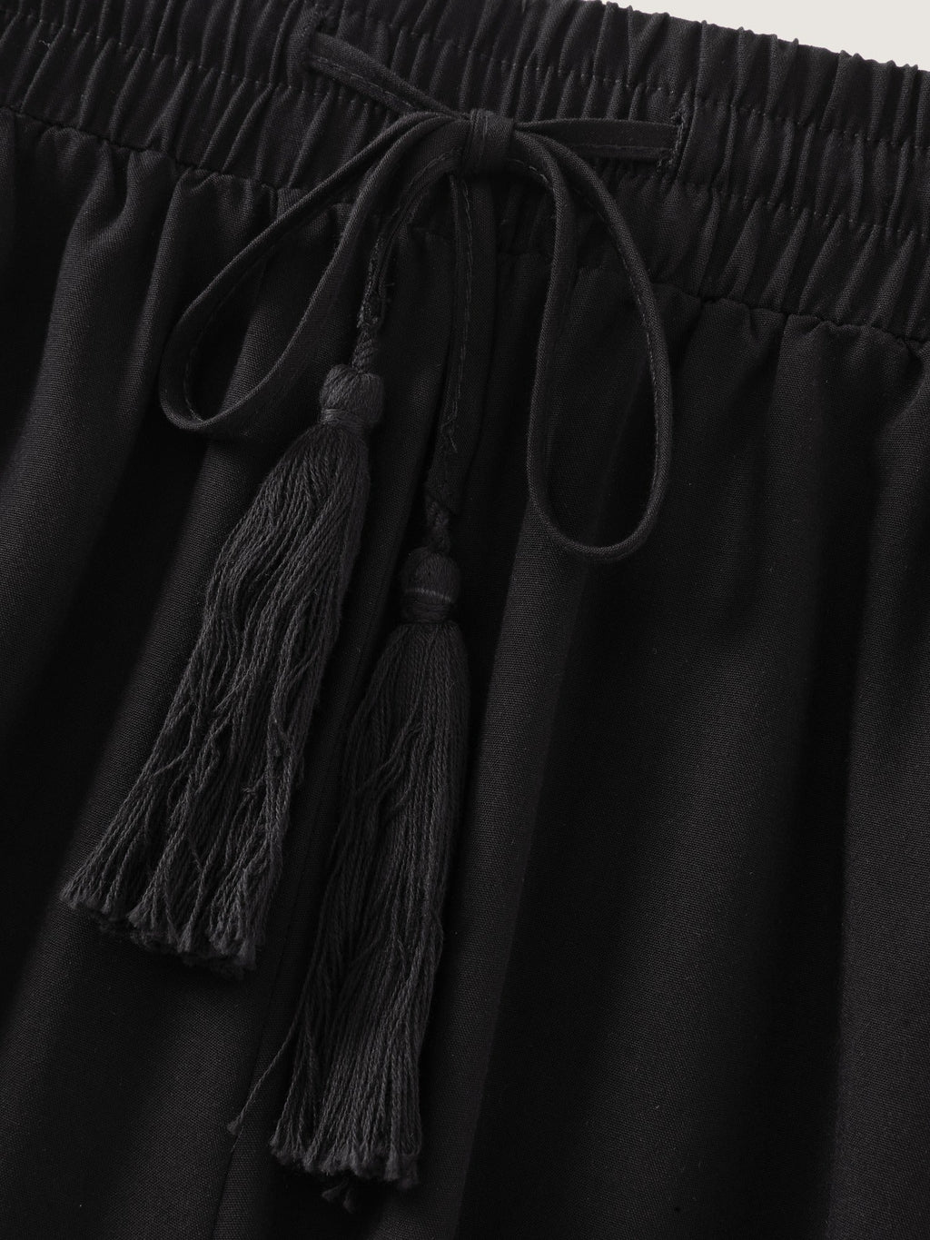 Palm Embroidery Tassel Drawstring Wide Leg Pants